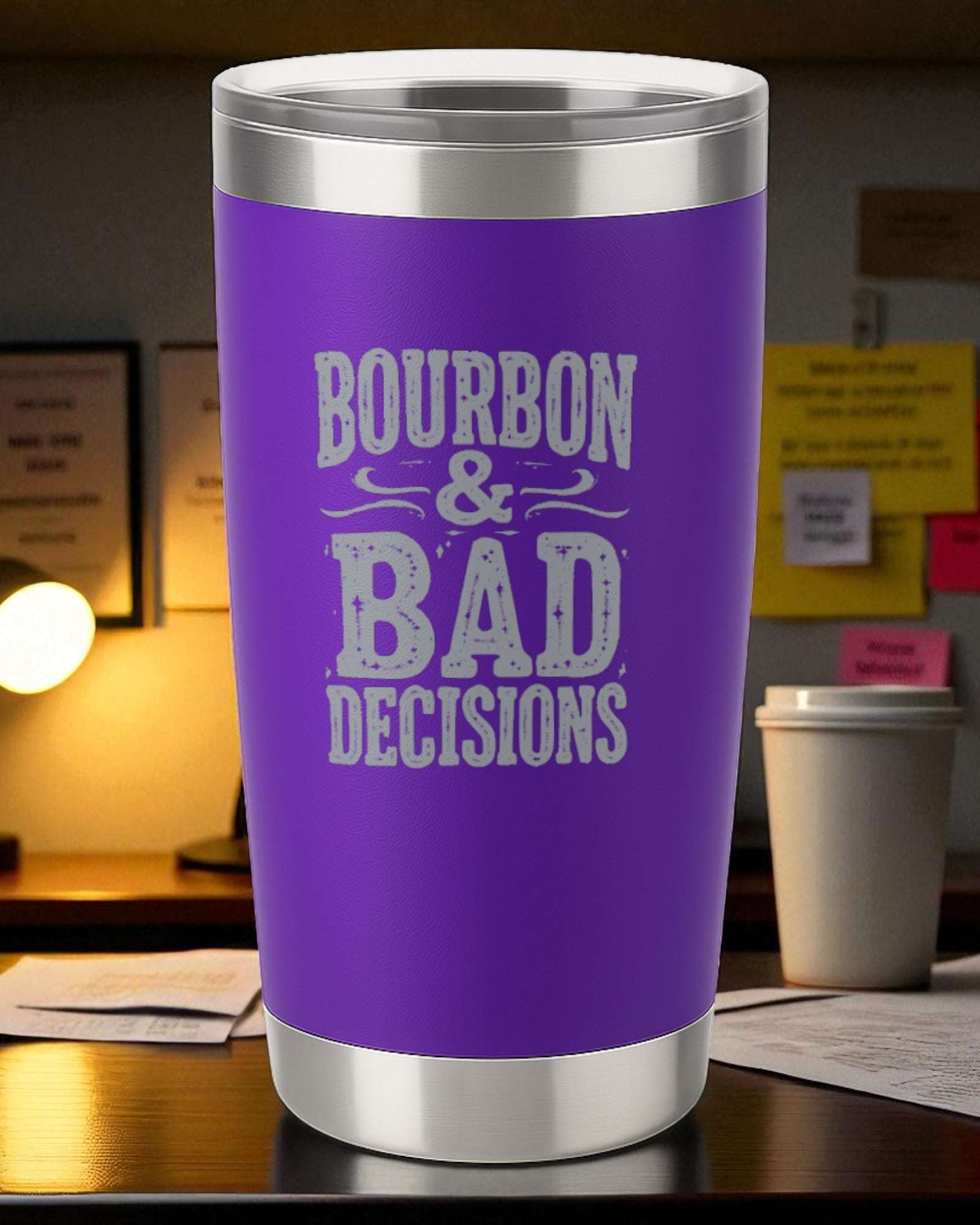 Bourbon & Bad Decisions – Engraved Whiskey Tumbler Ctrl-Alt-Engrave