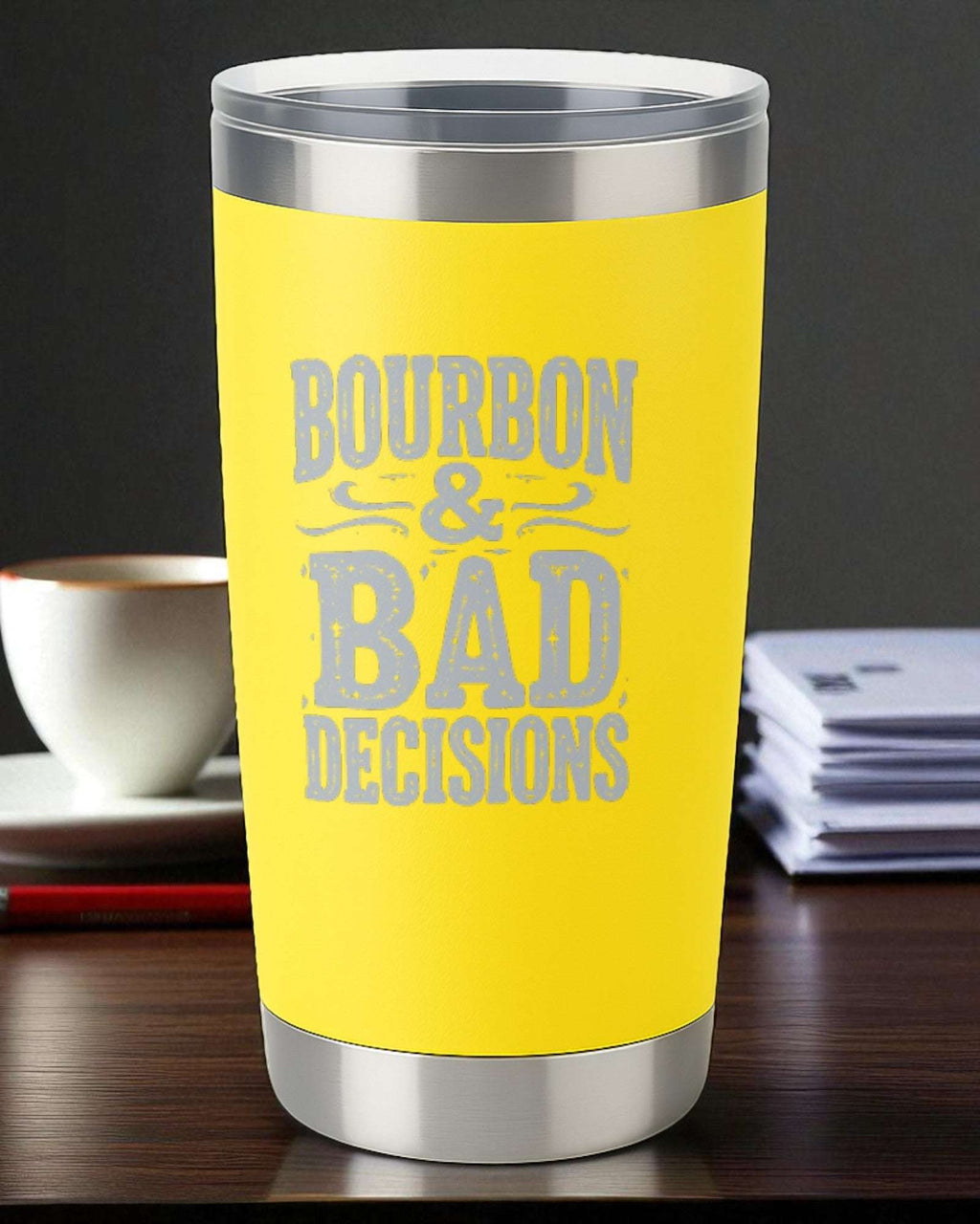Bourbon & Bad Decisions – Engraved Whiskey Tumbler Ctrl-Alt-Engrave