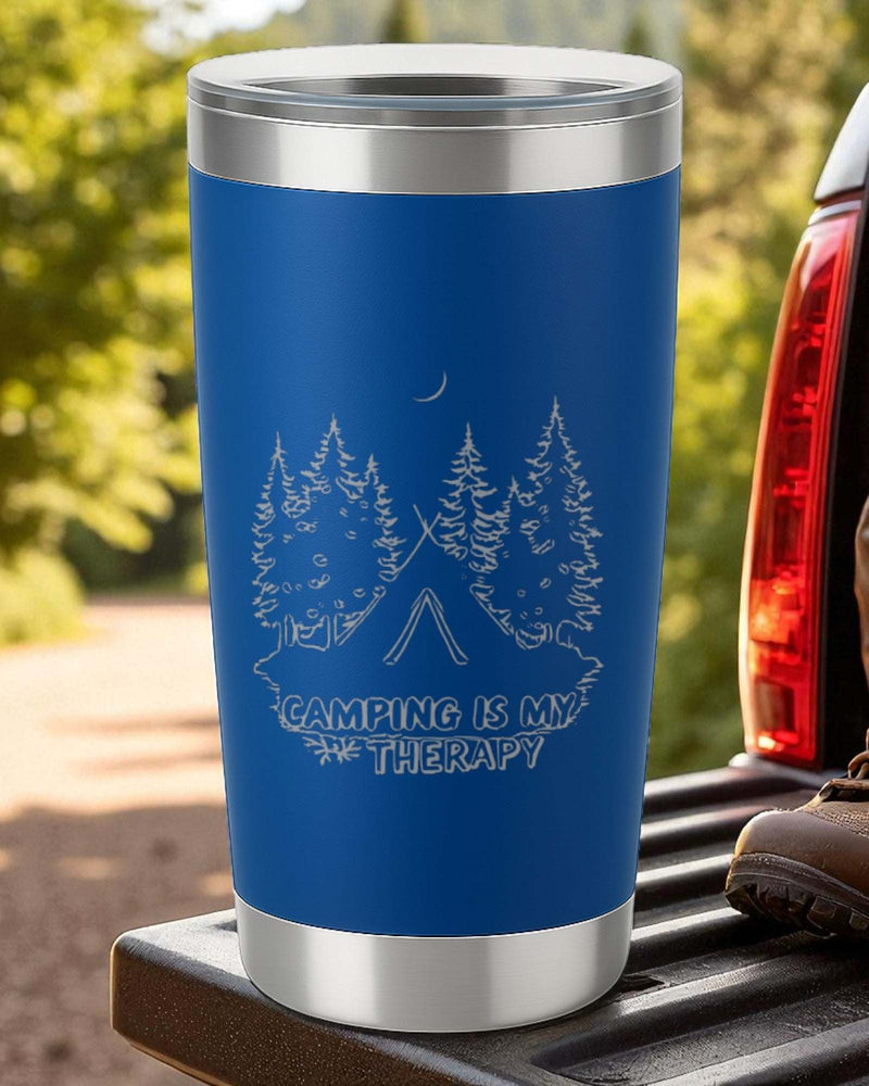 Camping Is My Therapy – 20oz Engraved Tumbler – 2x2 Magnetic Canvas Art | Ctrl‑Alt‑Engrave