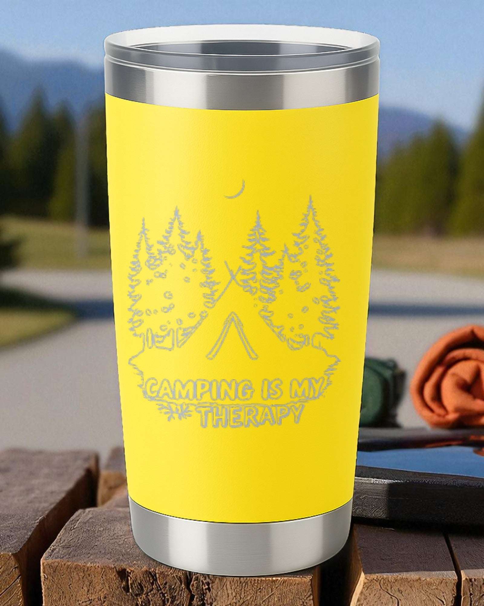 “Camping is My Therapy” – Outdoor Lover Tumbler Ctrl-Alt-Engrave
