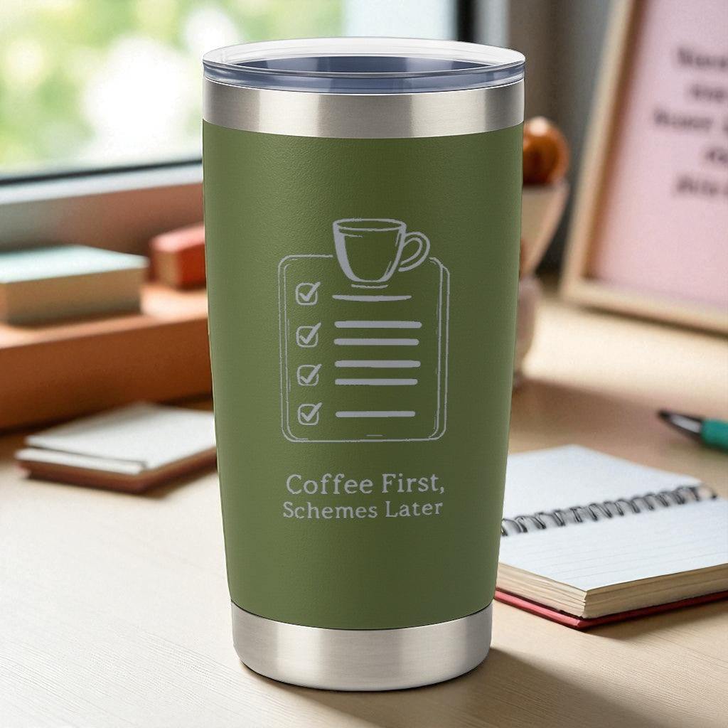 Coffee First, Schemes Later – Hustler Tumbler Ctrl-Alt-Engrave