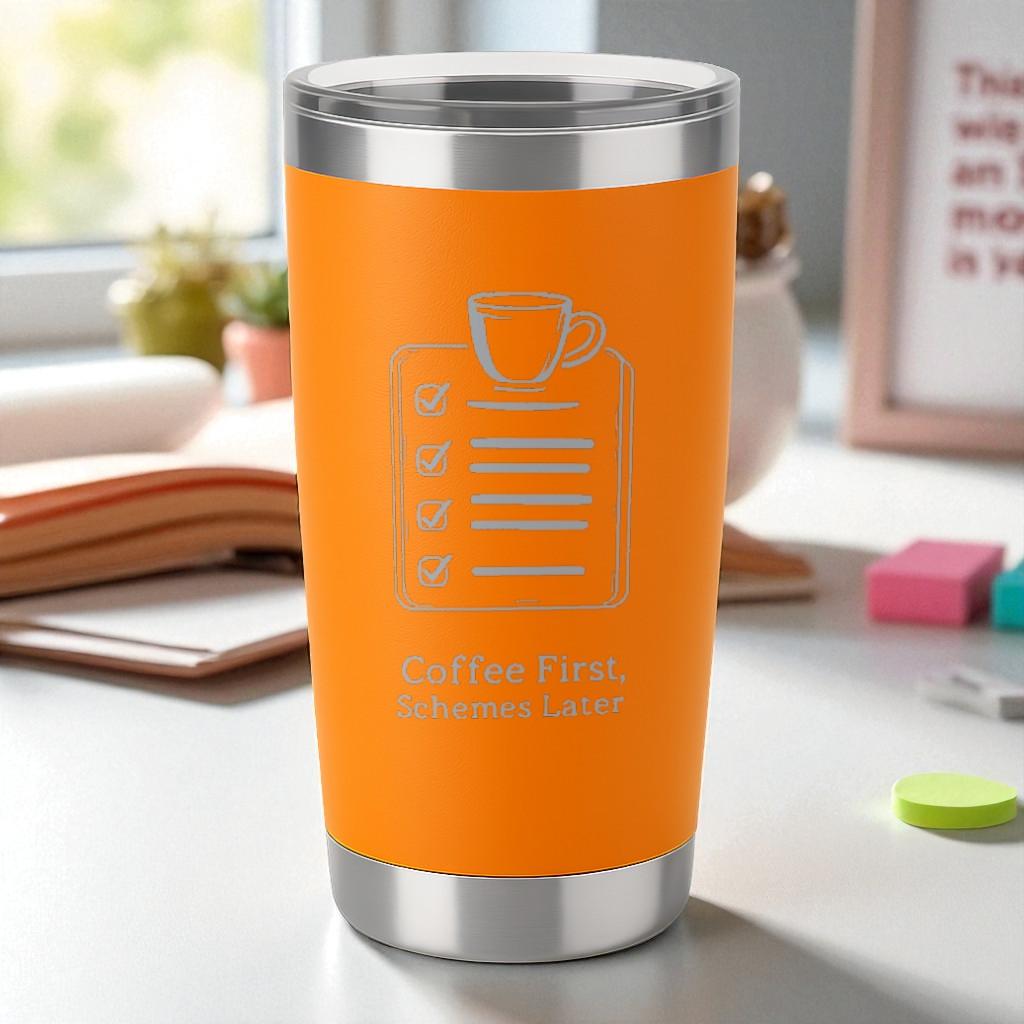 Coffee First, Schemes Later – Hustler Tumbler Ctrl-Alt-Engrave