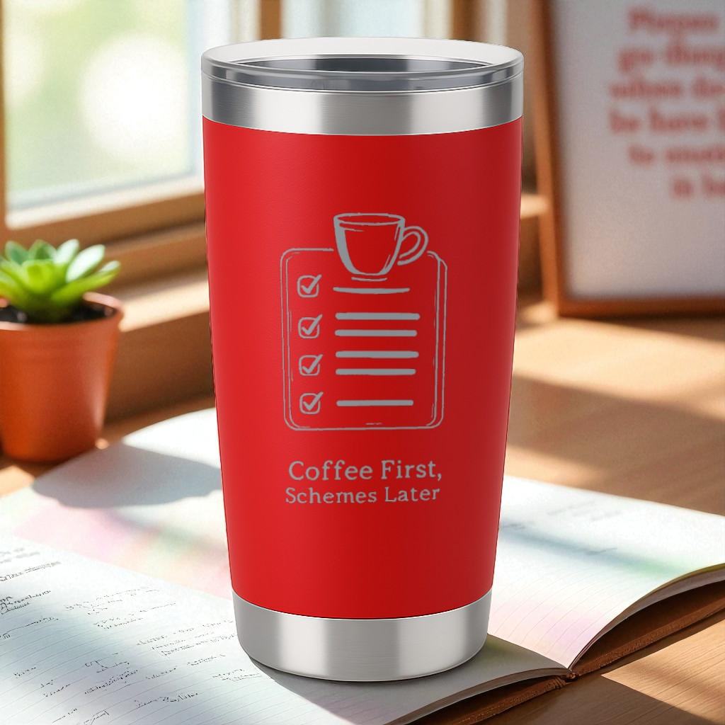 Coffee First, Schemes Later – Hustler Tumbler Ctrl-Alt-Engrave