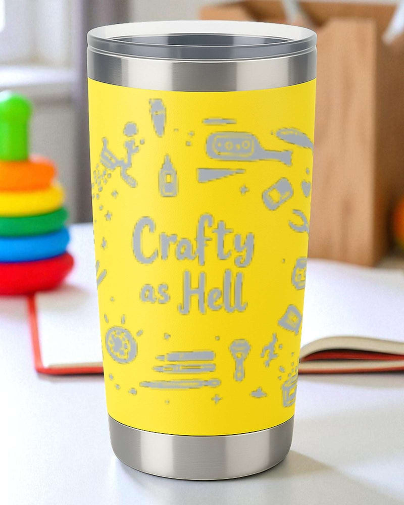 Crafty as Hell – 20oz Engraved Tumbler – 2x2 Magnetic Canvas Art | Ctrl‑Alt‑Engrave