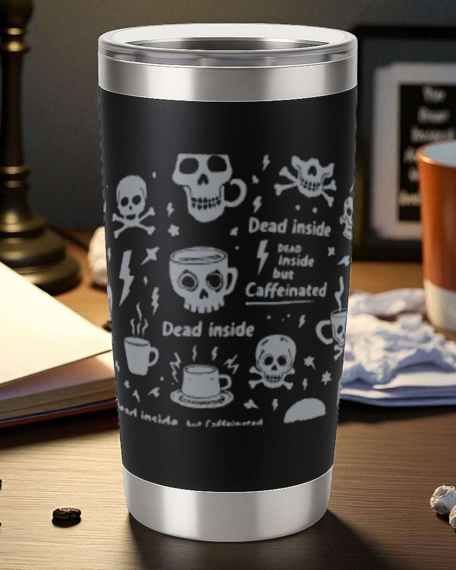 Dark Humor Tumbler – "Dead Inside but Caffeinated" Ctrl-Alt-Engrave
