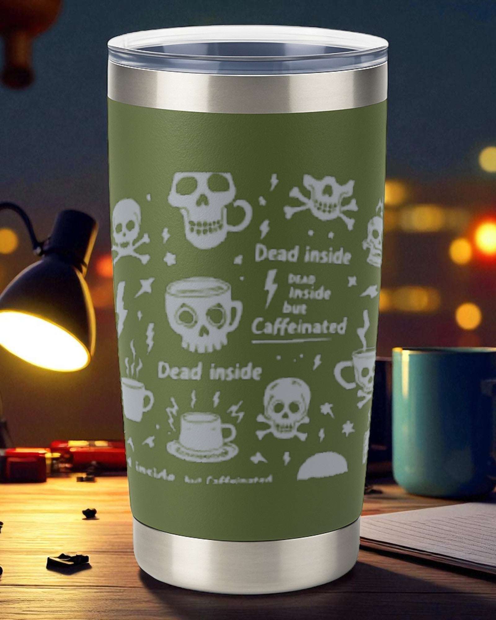 Dark Humor Tumbler – "Dead Inside but Caffeinated" Ctrl-Alt-Engrave