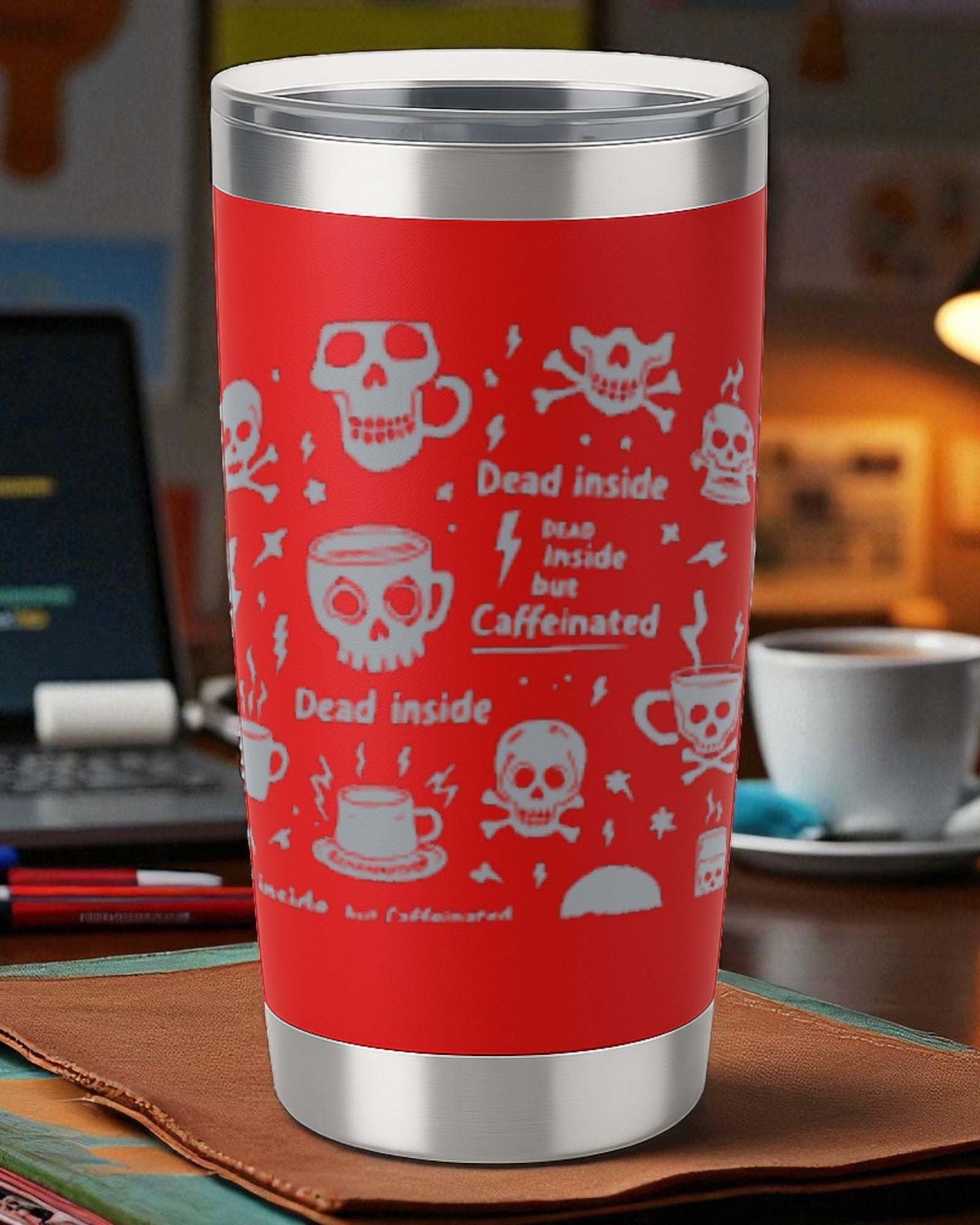 Dark Humor Tumbler – "Dead Inside but Caffeinated" Ctrl-Alt-Engrave