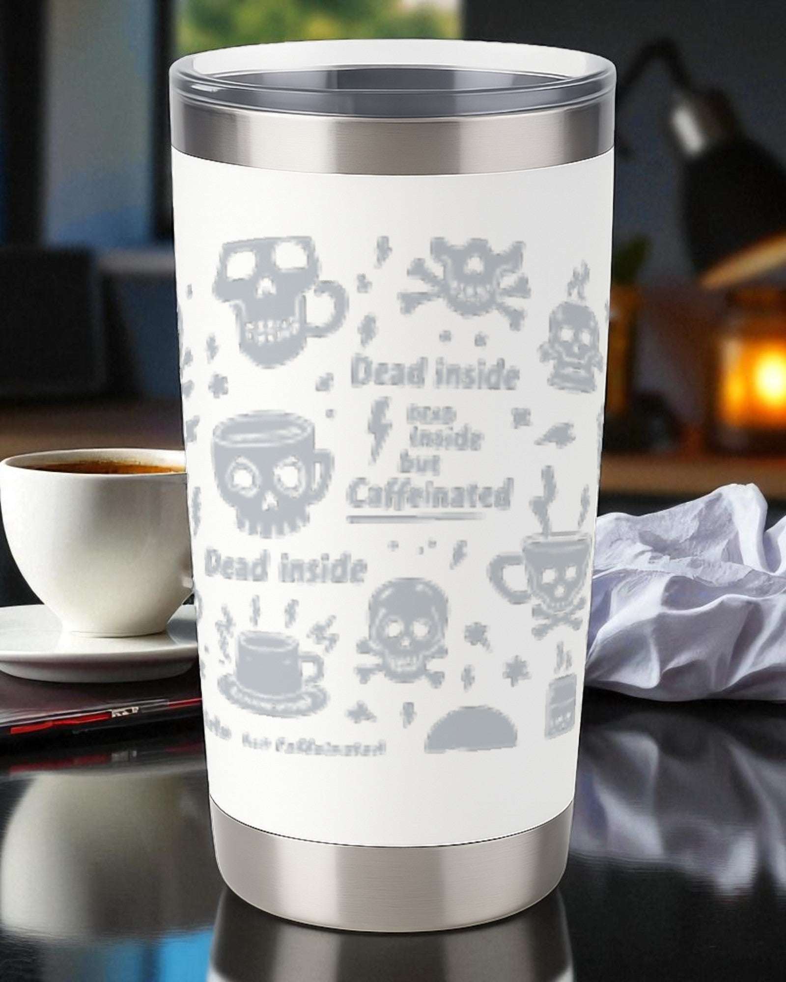 Dark Humor Tumbler – "Dead Inside but Caffeinated" Ctrl-Alt-Engrave