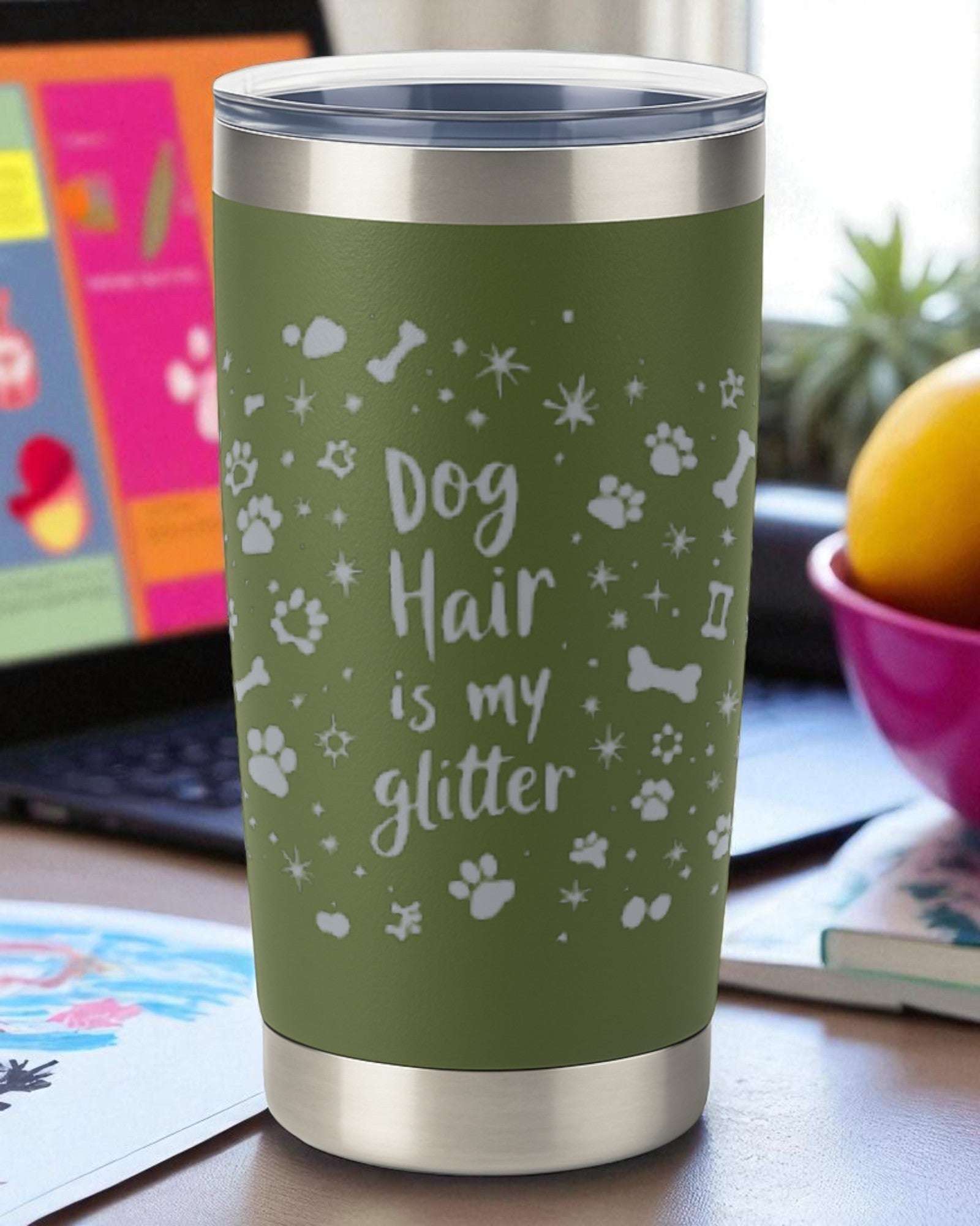 Dog Hair is My Glitter – 360 Wrap Engraved Tumbler Ctrl-Alt-Engrave