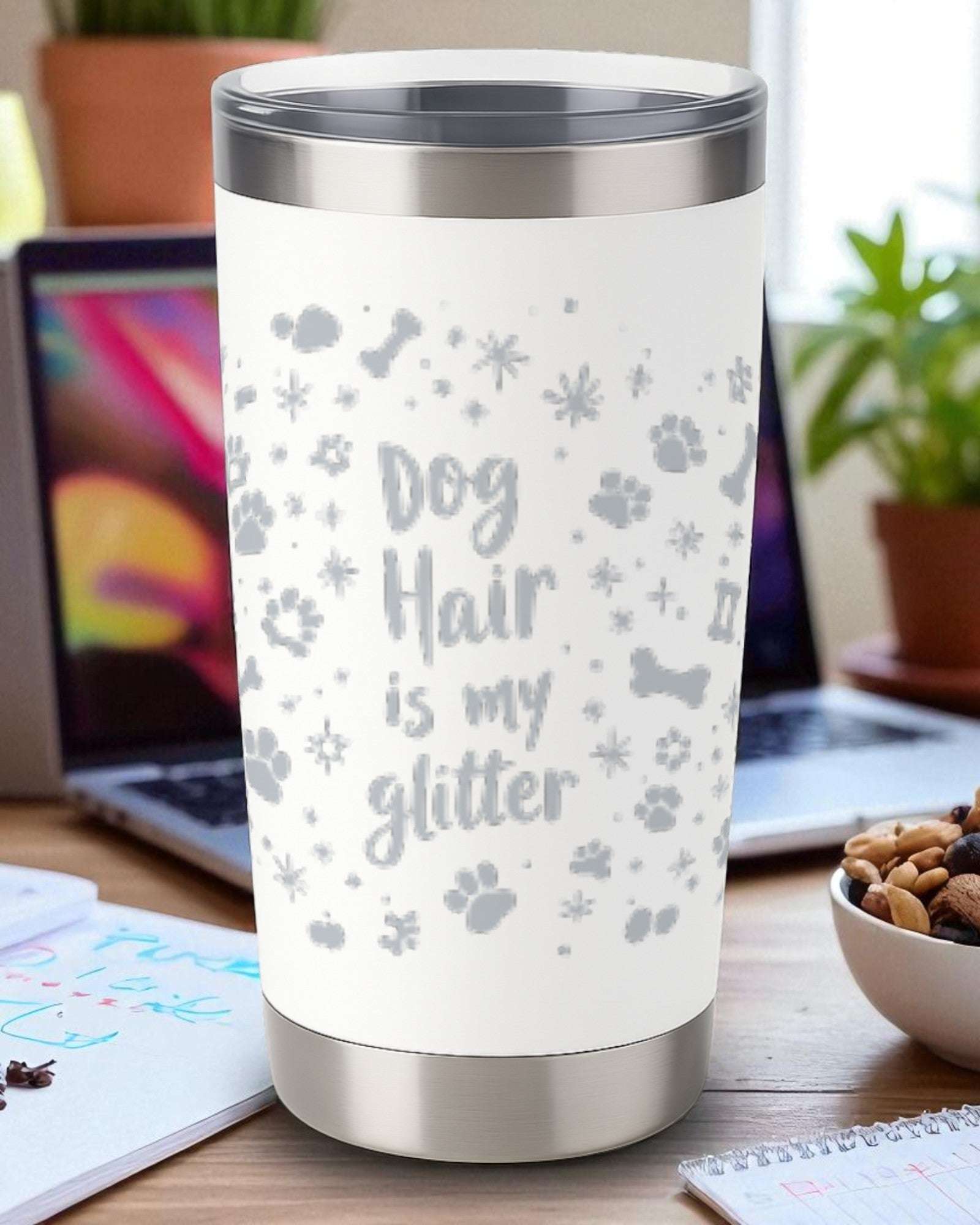 Dog Hair is My Glitter – 360 Wrap Engraved Tumbler Ctrl-Alt-Engrave