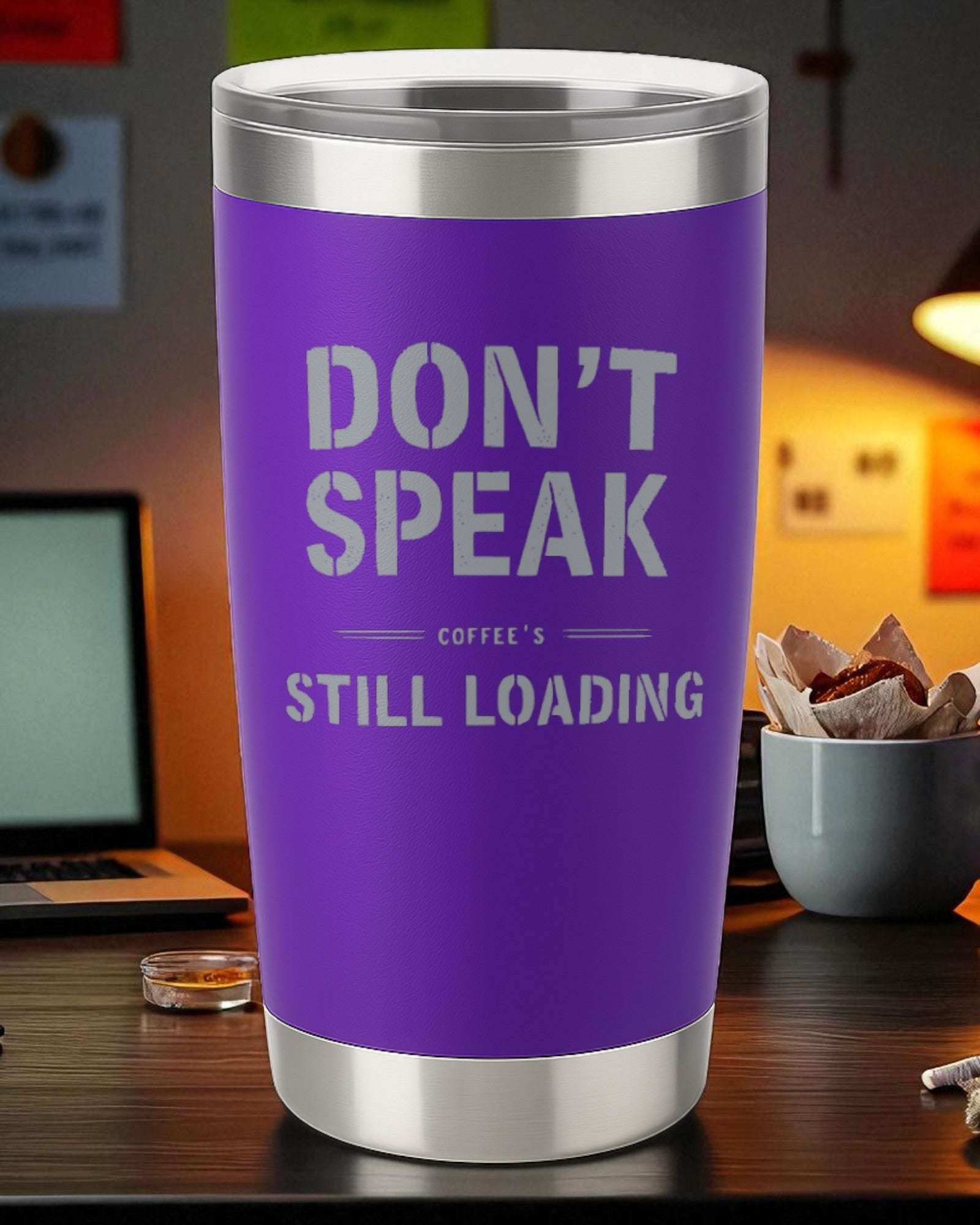 Don’t Speak — Coffee’s Still Loading – Introvert Tumbler Ctrl-Alt-Engrave