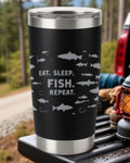 Eat. Sleep. Fish. Repeat. – Fishing Tumbler Ctrl-Alt-Engrave