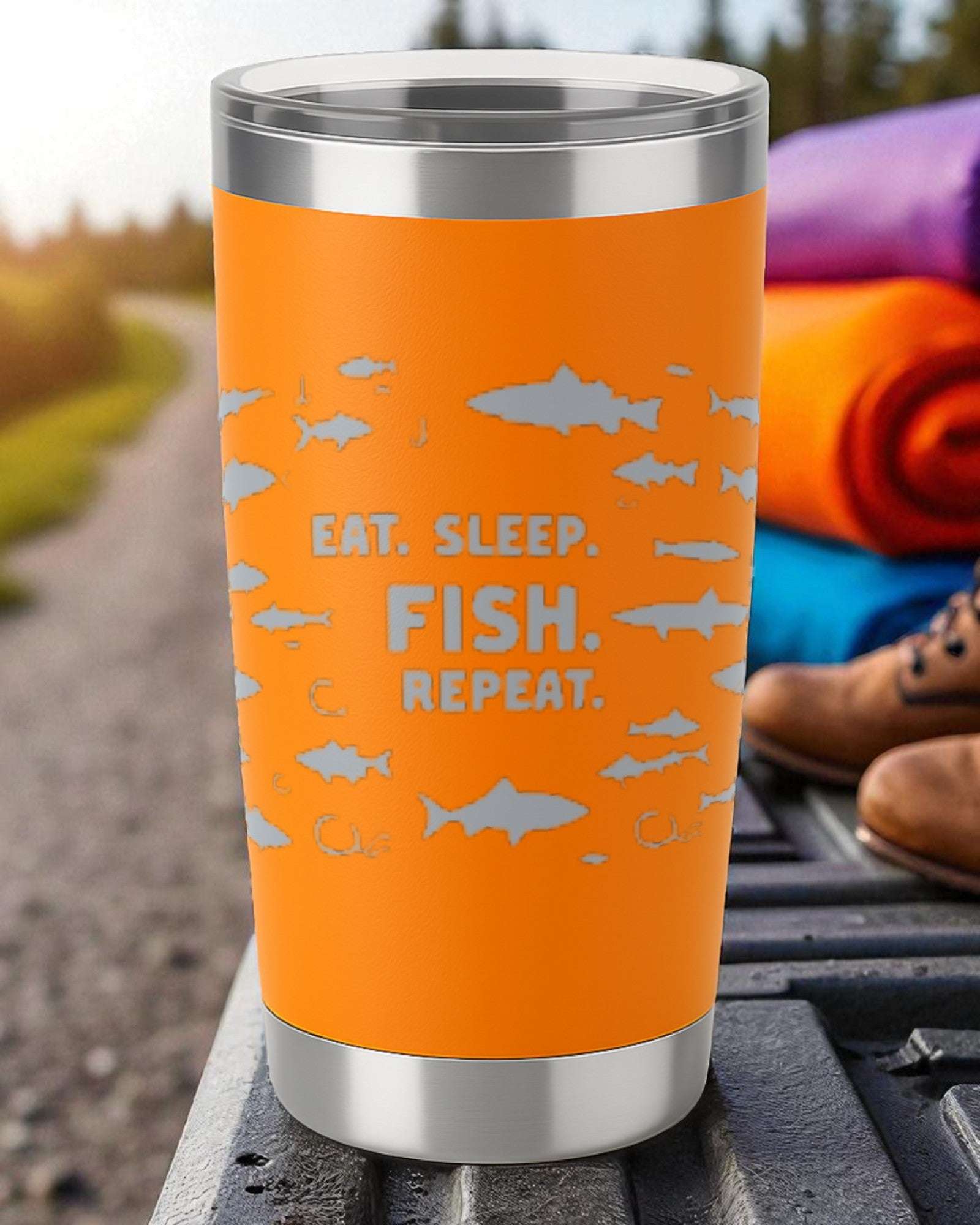 Eat. Sleep. Fish. Repeat. – Fishing Tumbler Ctrl-Alt-Engrave