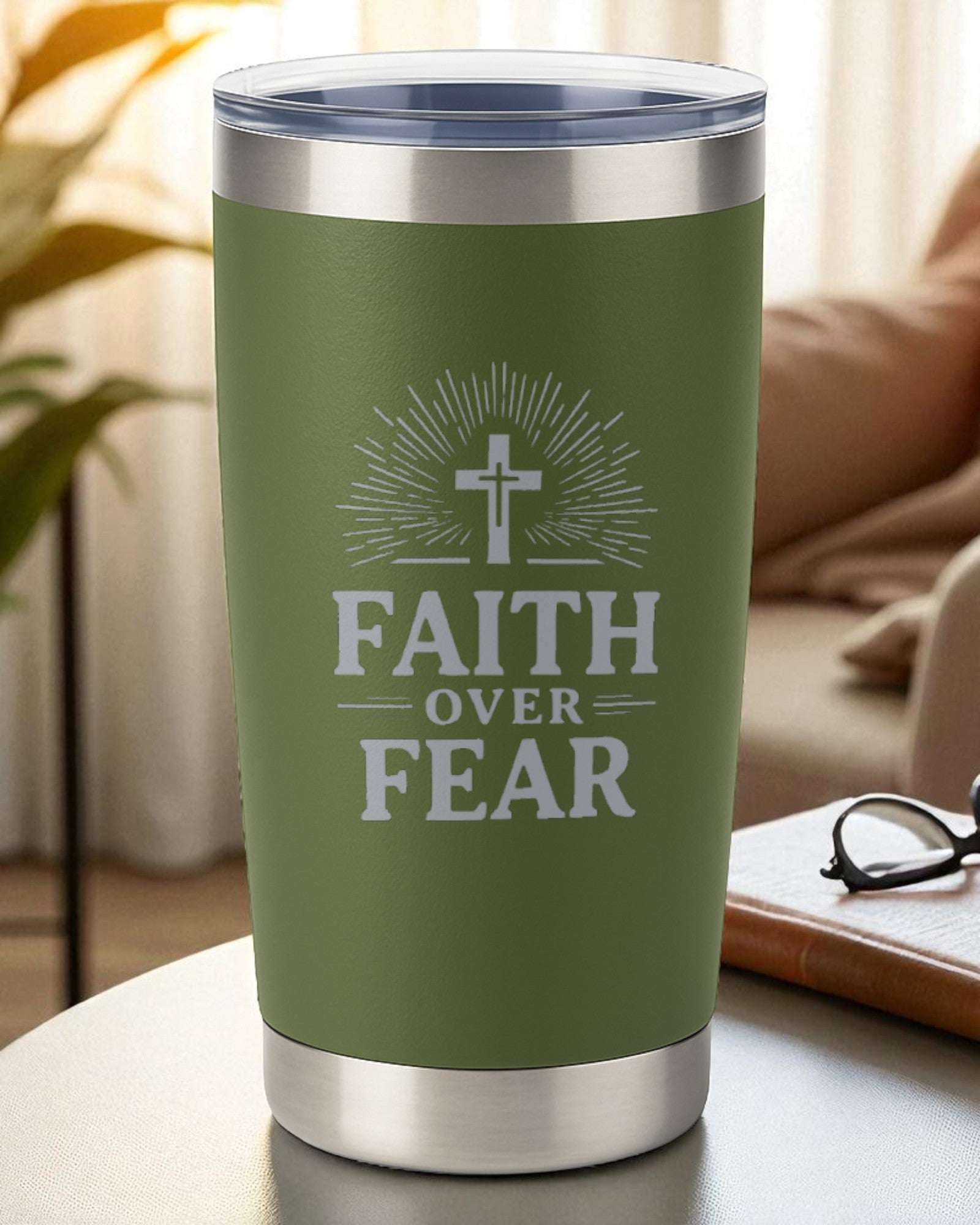 Faith Over Fear – Inspirational Christian Tumbler Ctrl-Alt-Engrave