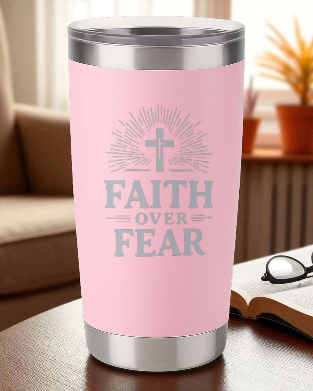 Faith Over Fear – Inspirational Christian Tumbler Ctrl-Alt-Engrave