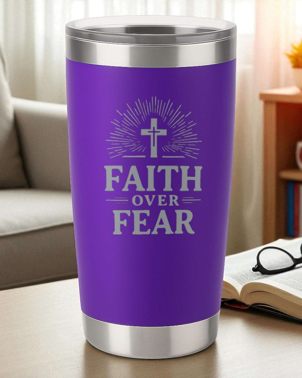 Faith Over Fear – Inspirational Christian Tumbler Ctrl-Alt-Engrave