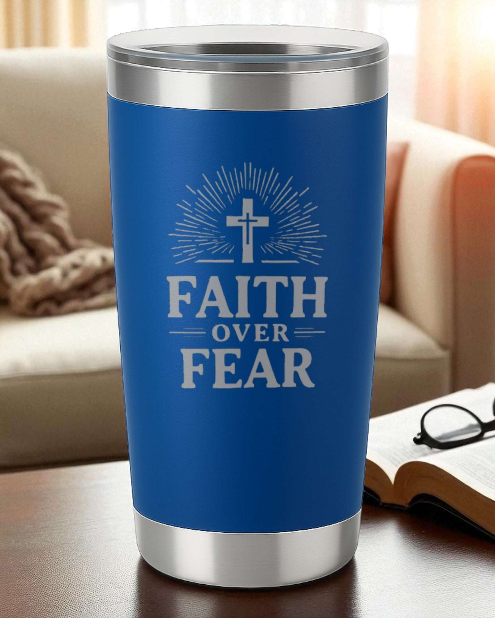 Faith Over Fear – Inspirational Christian Tumbler Ctrl-Alt-Engrave