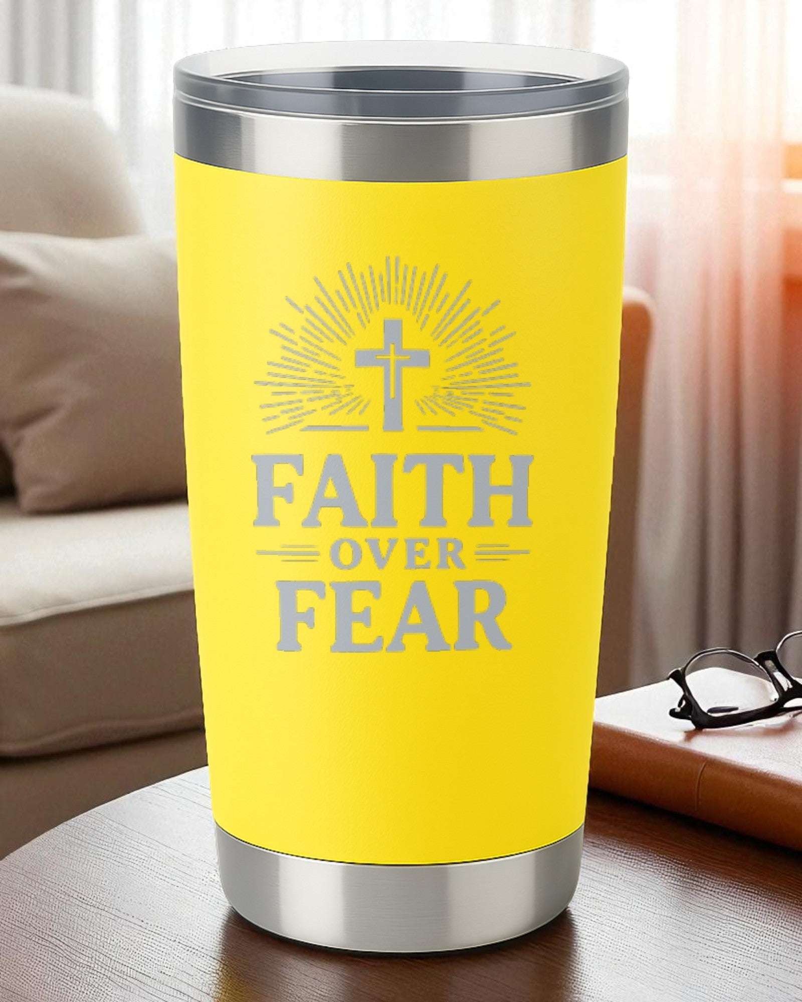 Faith Over Fear – Inspirational Christian Tumbler Ctrl-Alt-Engrave