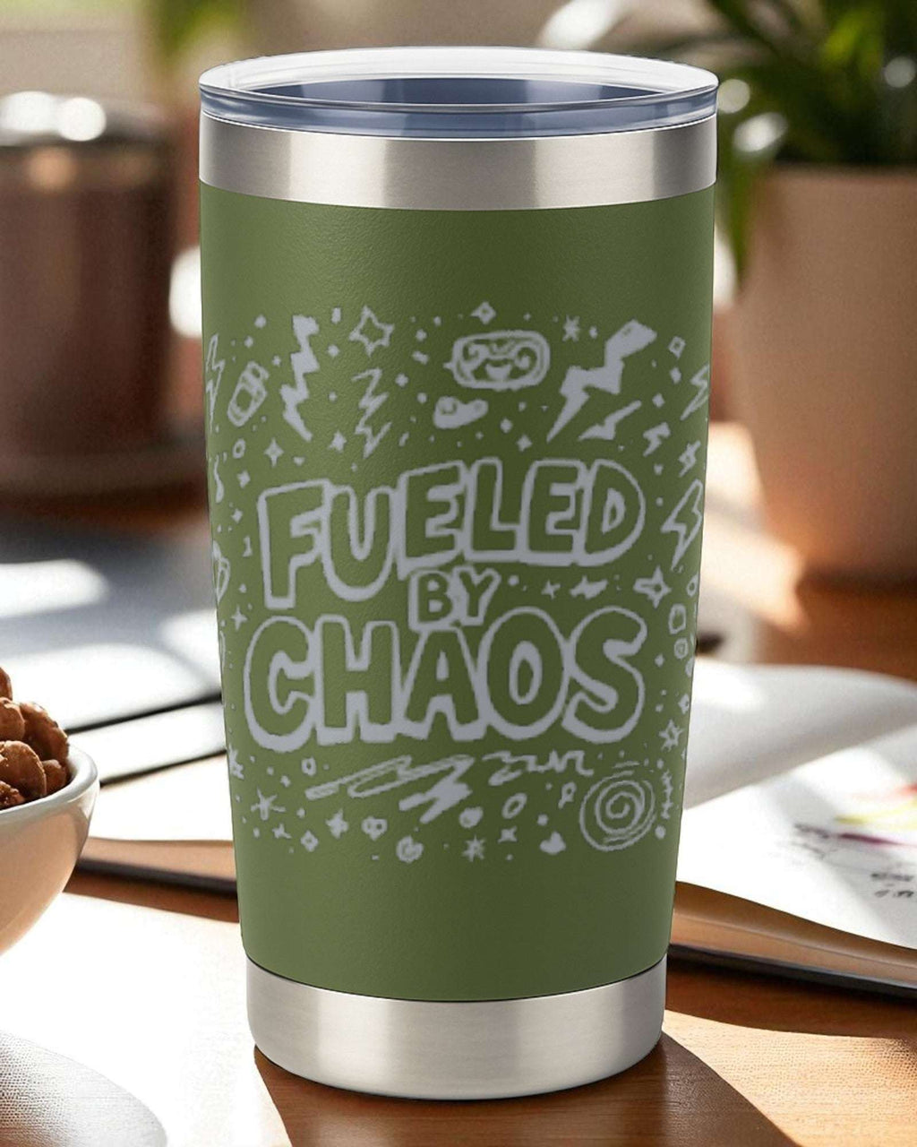 Fueled by Chaos – Sarcastic Tumbler Ctrl-Alt-Engrave