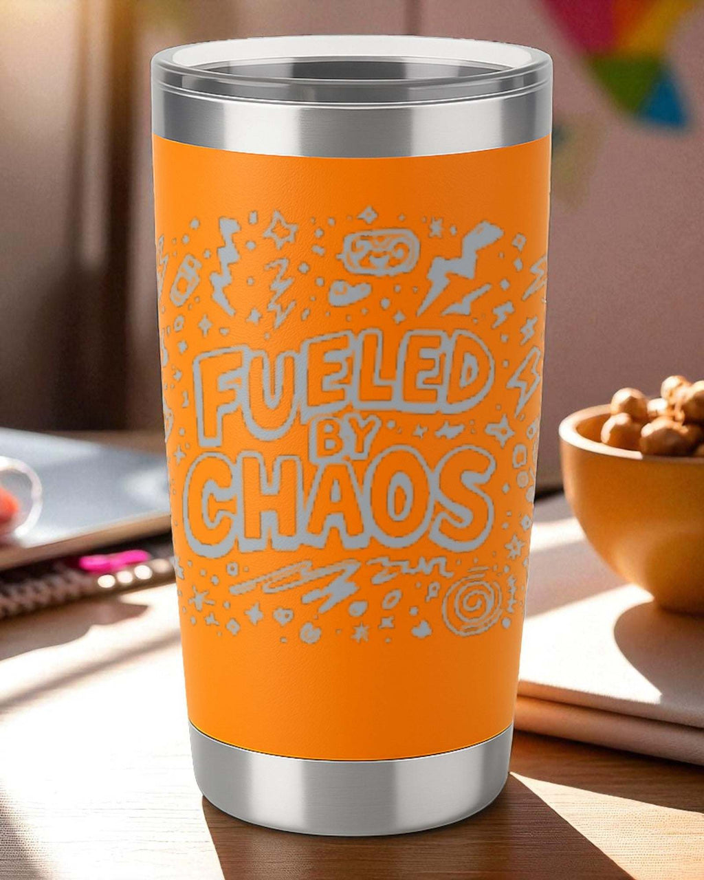 Fueled by Chaos – Sarcastic Tumbler Ctrl-Alt-Engrave