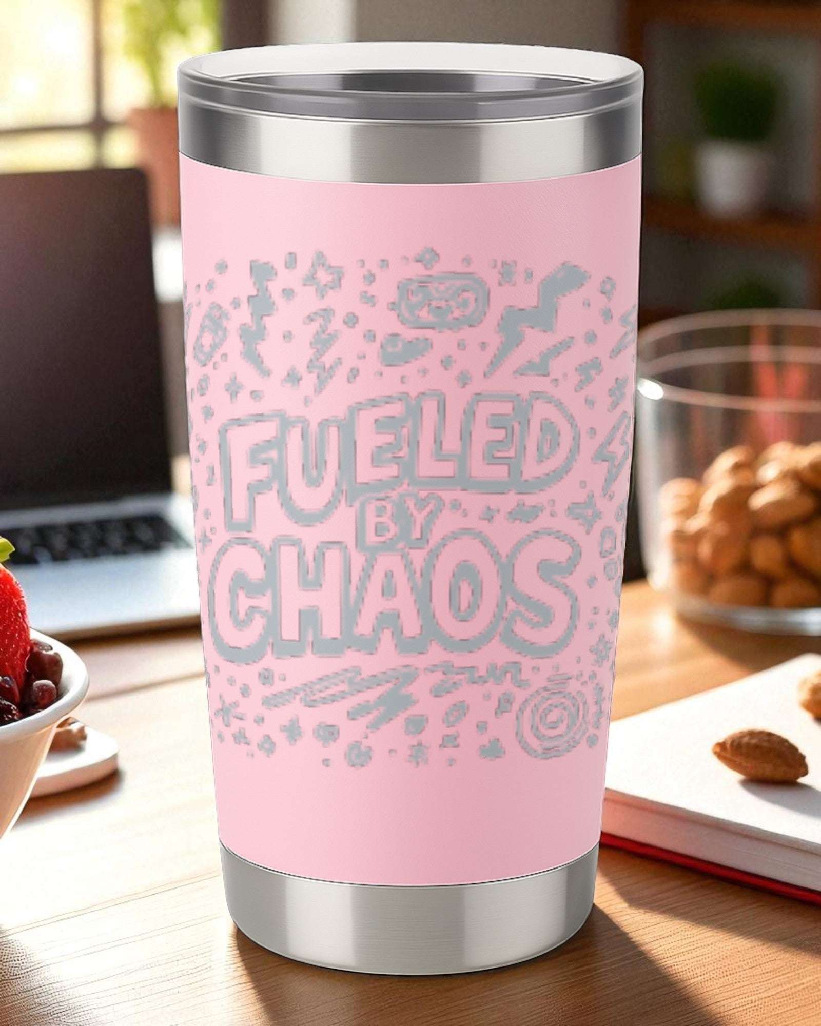 Fueled by Chaos – Sarcastic Tumbler Ctrl-Alt-Engrave