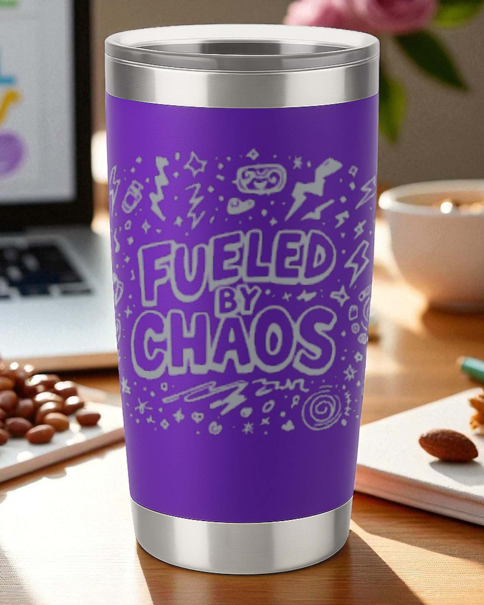 Fueled by Chaos – Sarcastic Tumbler Ctrl-Alt-Engrave
