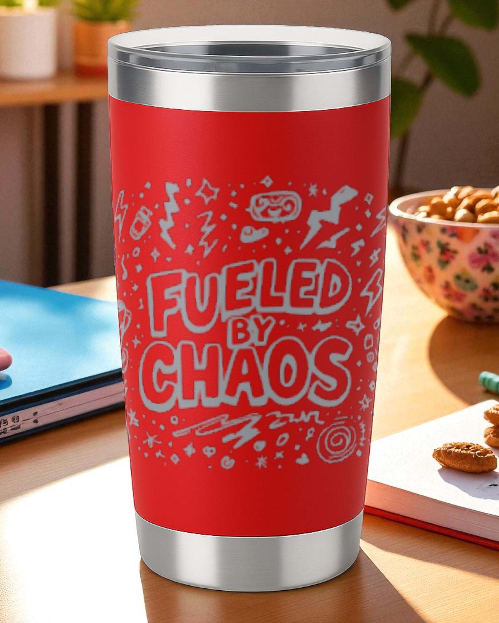 Fueled by Chaos – Sarcastic Tumbler Ctrl-Alt-Engrave