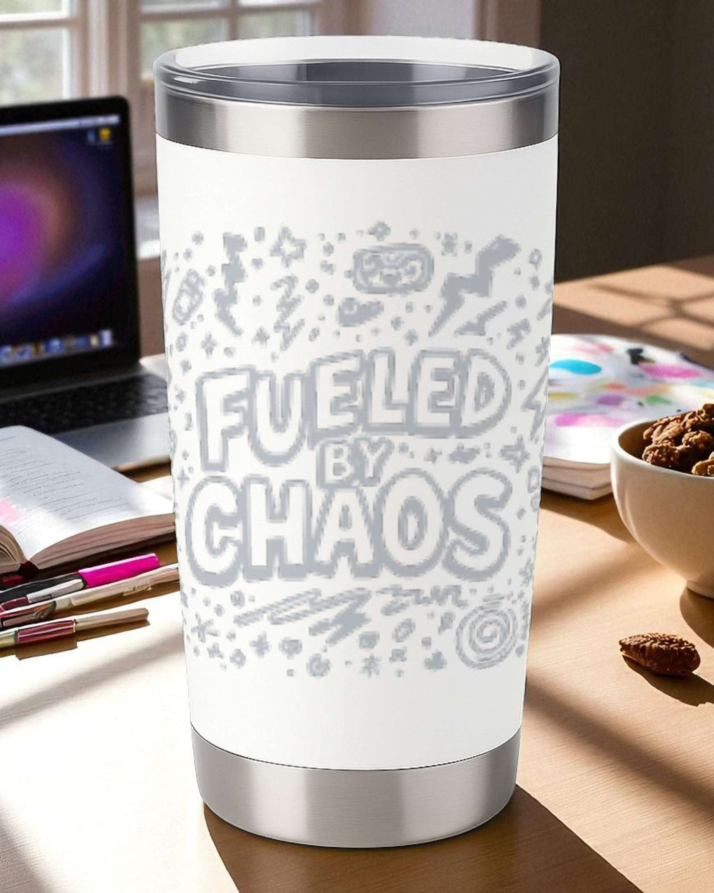 Fueled by Chaos – Sarcastic Tumbler Ctrl-Alt-Engrave