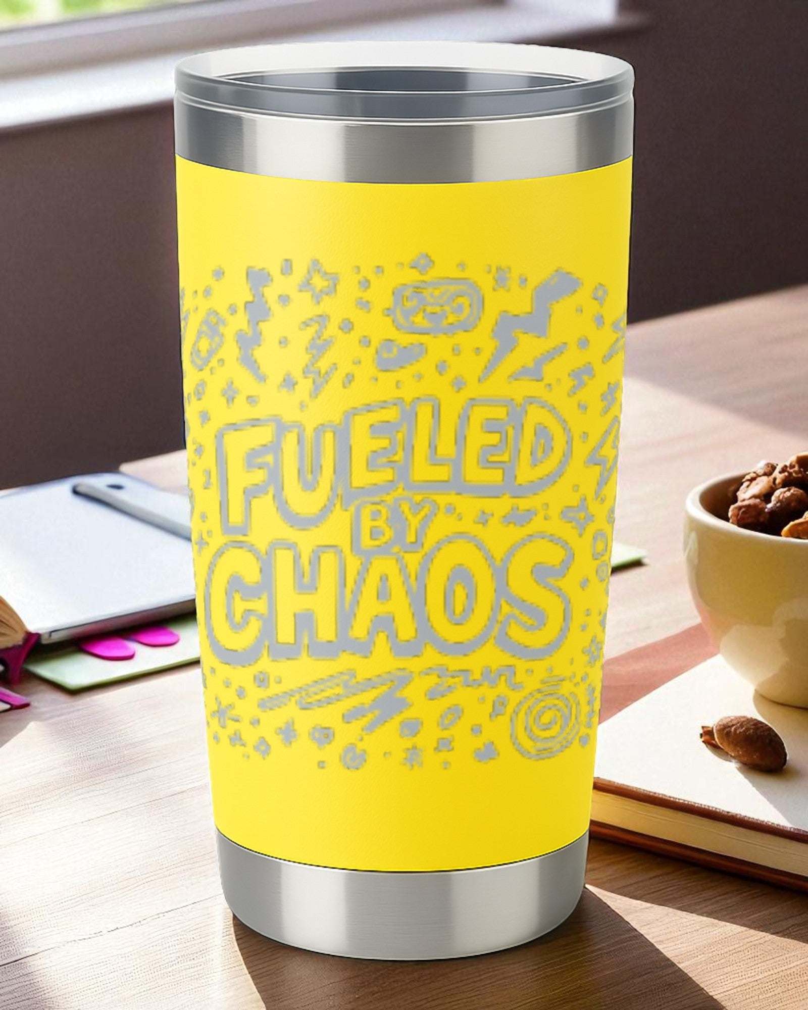 Fueled by Chaos – Sarcastic Tumbler Ctrl-Alt-Engrave