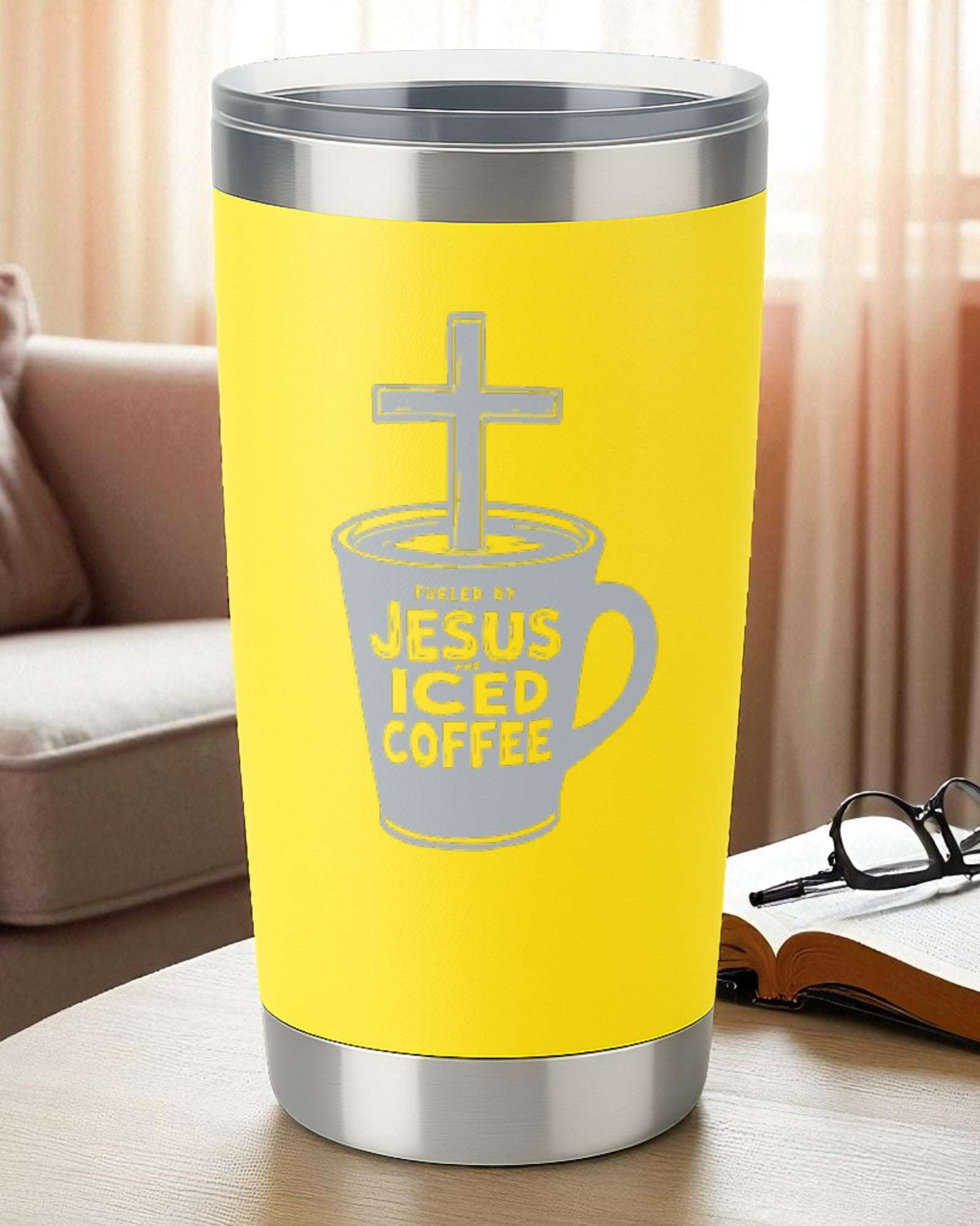 Faith Tumbler – "Fueled by Jesus and Iced Coffee" Ctrl-Alt-Engrave