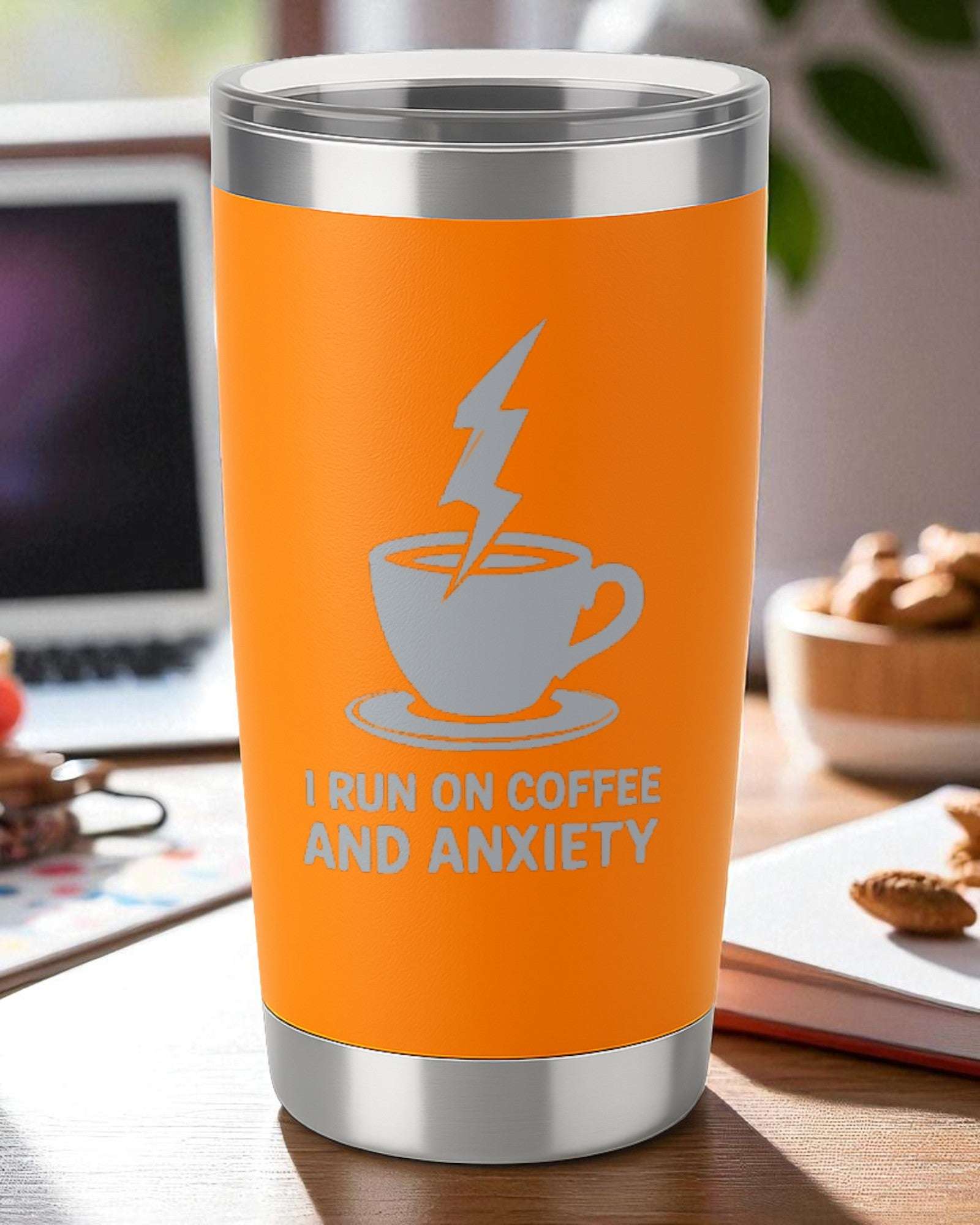 I Run on Coffee and Anxiety – Mental Health Humor Tumbler Ctrl-Alt-Engrave