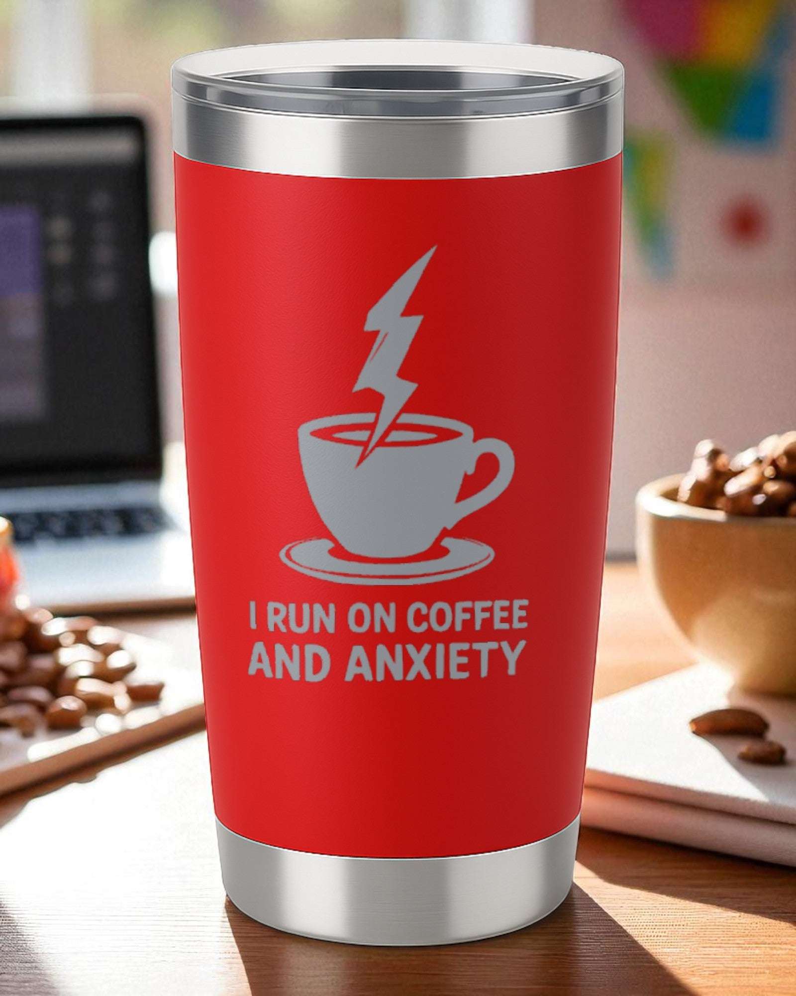 I Run on Coffee and Anxiety – Mental Health Humor Tumbler Ctrl-Alt-Engrave