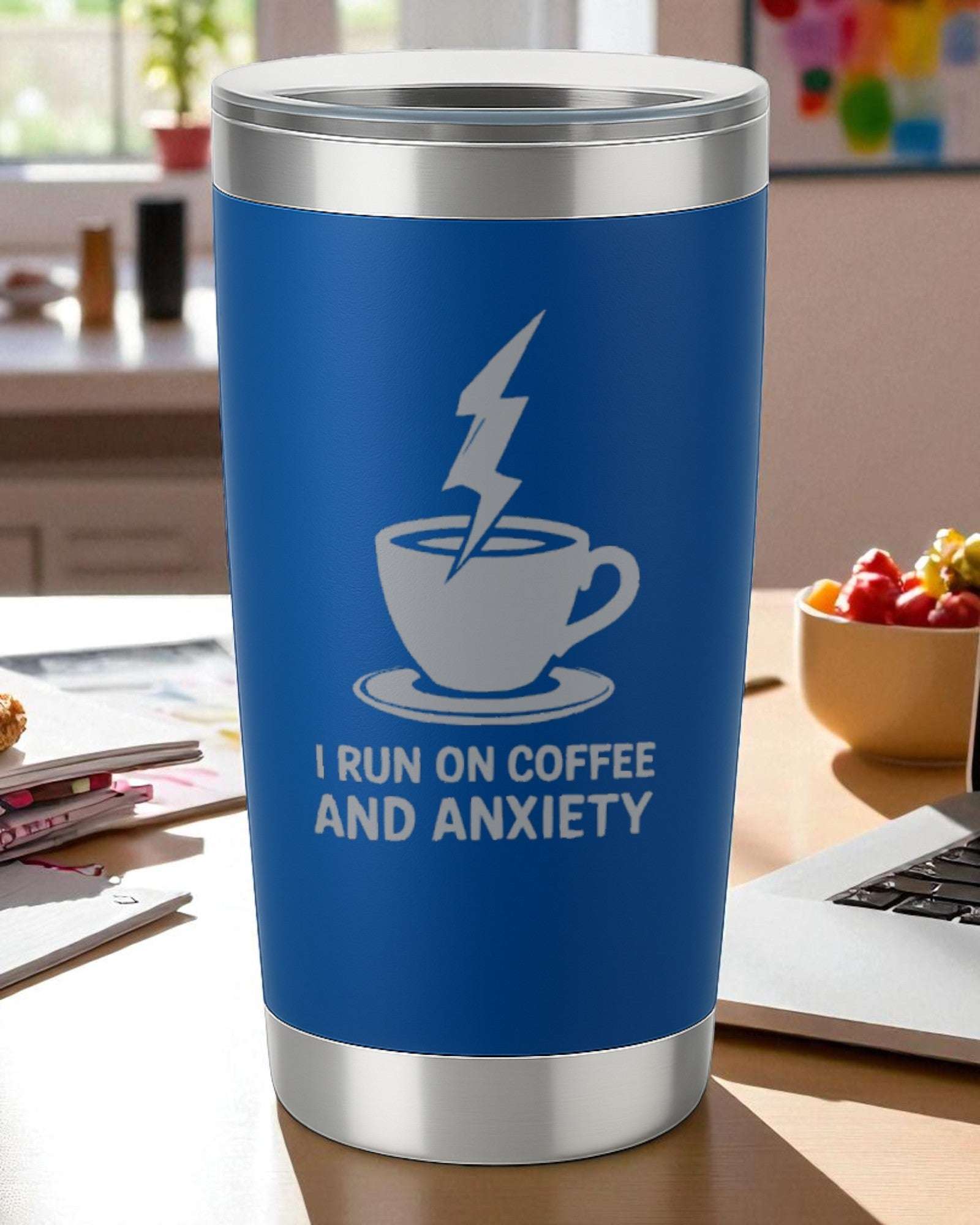 I Run on Coffee and Anxiety – Mental Health Humor Tumbler Ctrl-Alt-Engrave