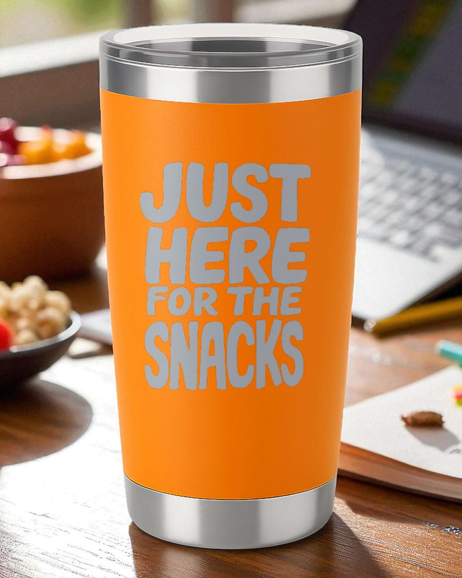 Just Here for the Snacks – Fun Foodie Tumbler Ctrl-Alt-Engrave