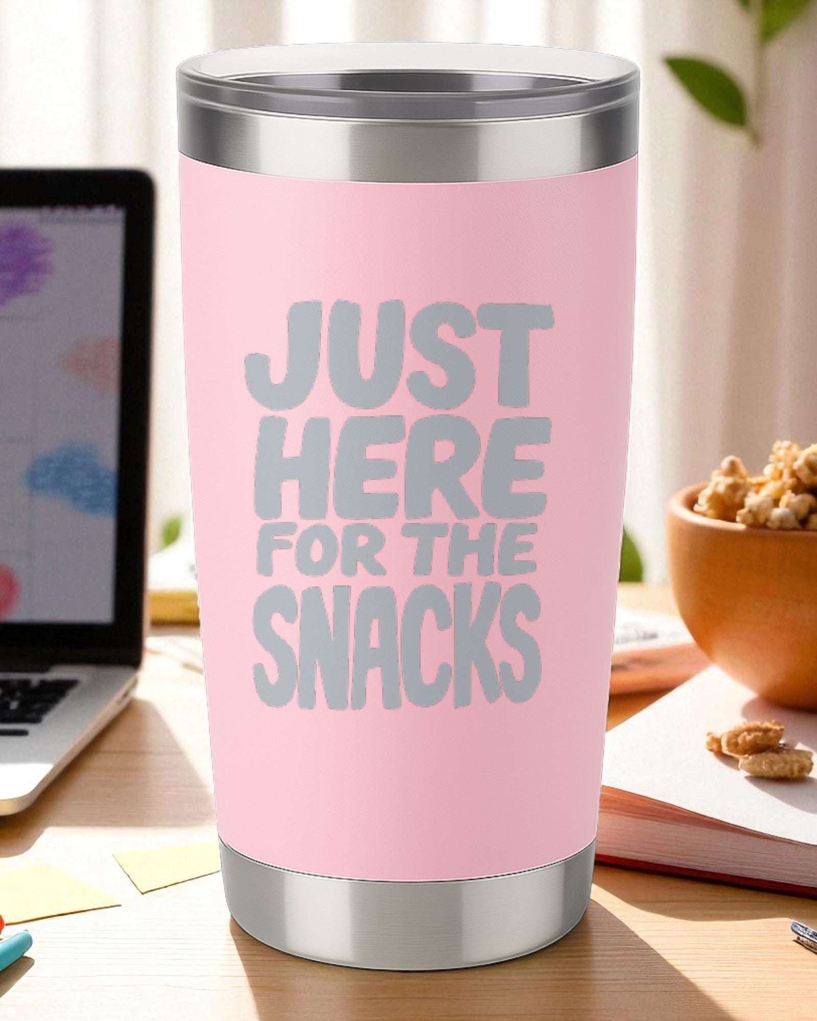 Just Here for the Snacks – Fun Foodie Tumbler Ctrl-Alt-Engrave