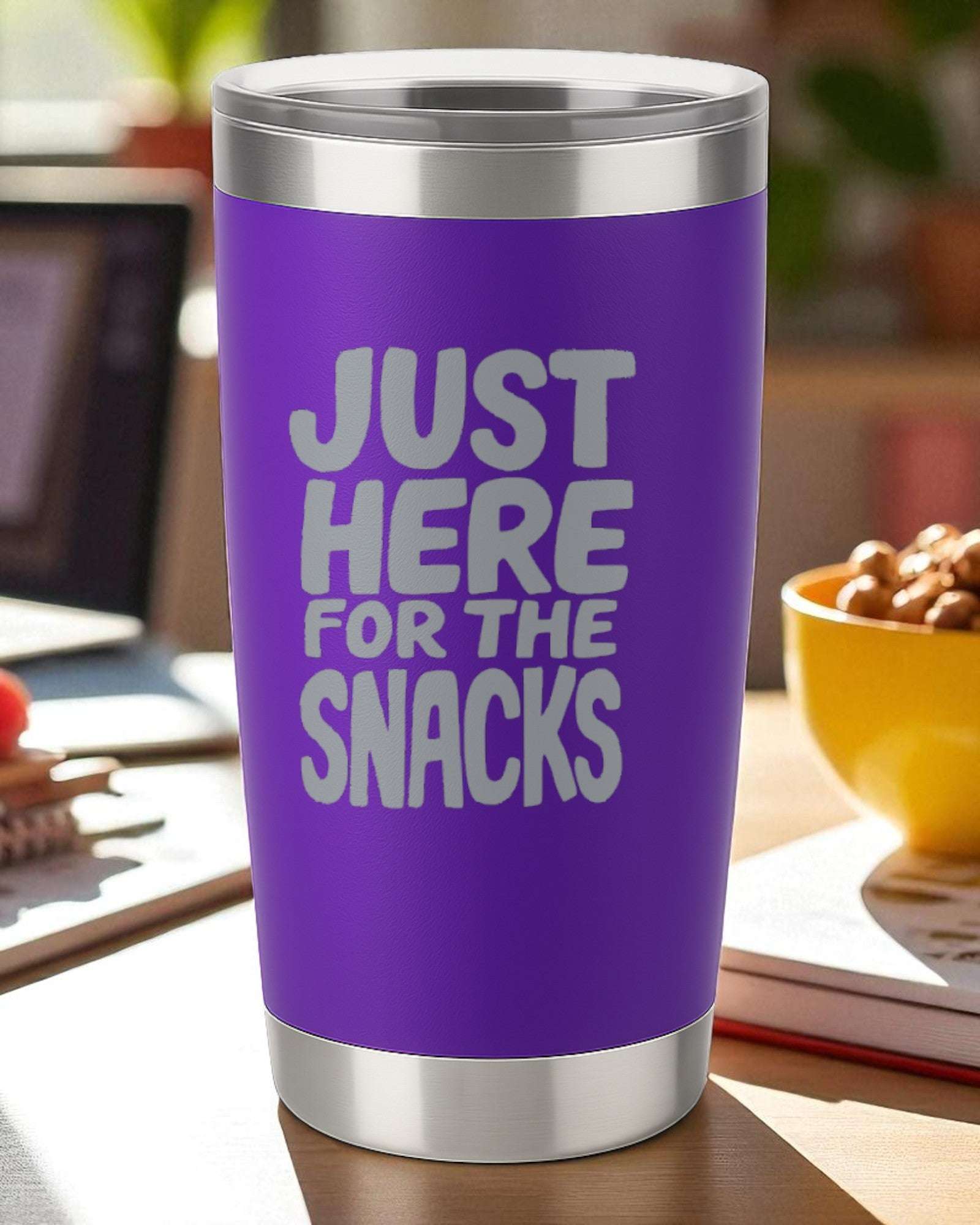 Just Here for the Snacks – Fun Foodie Tumbler Ctrl-Alt-Engrave