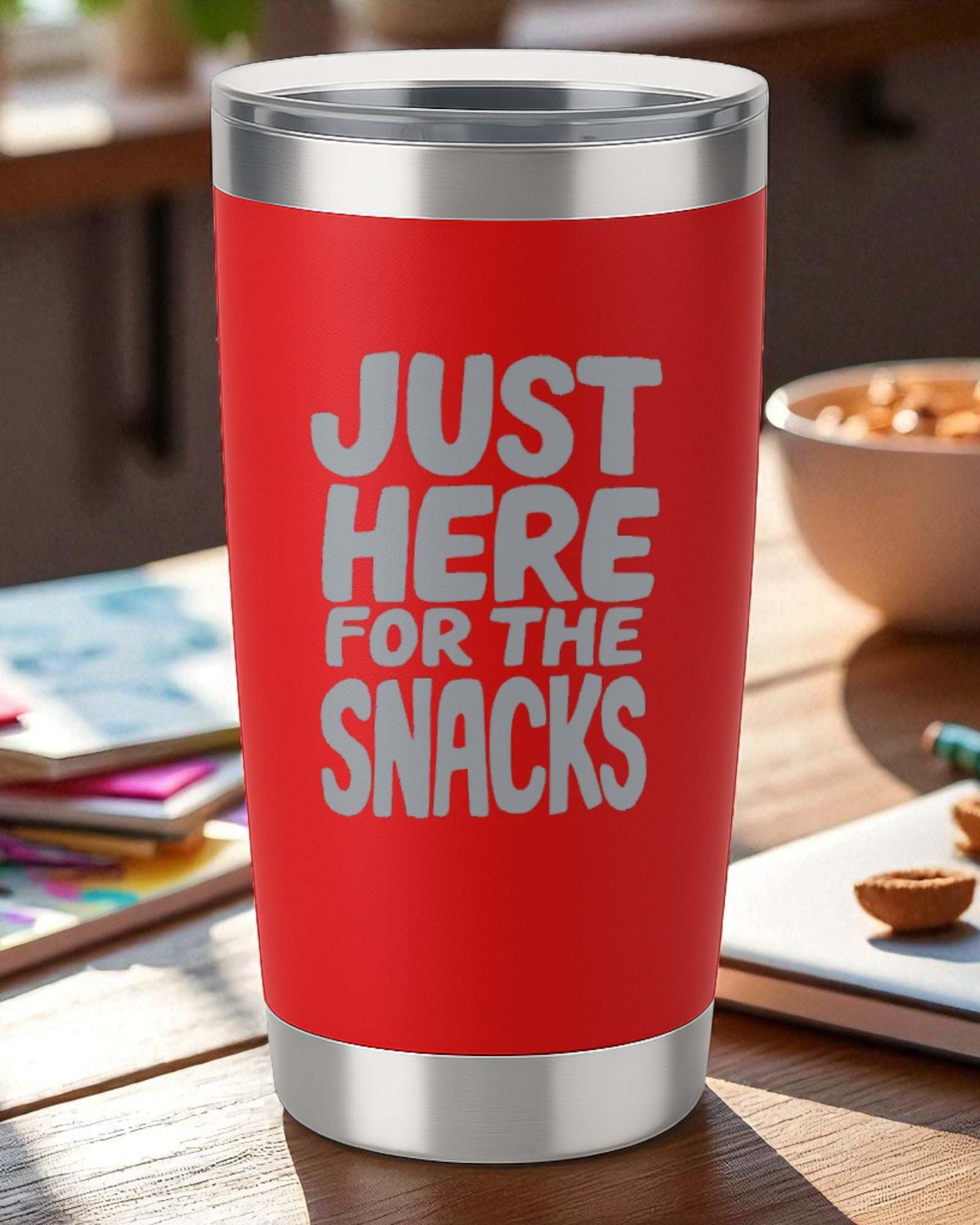 Just Here for the Snacks – Fun Foodie Tumbler Ctrl-Alt-Engrave
