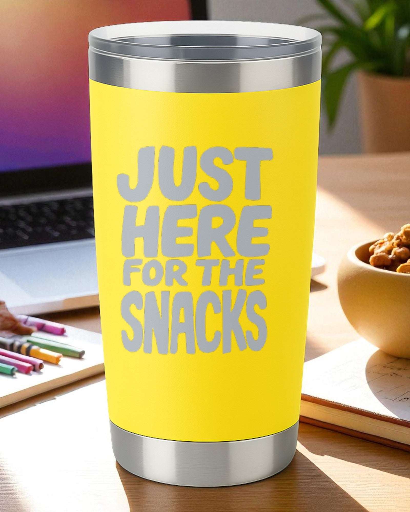 Just Here for the Snacks – Fun Foodie Tumbler Ctrl-Alt-Engrave