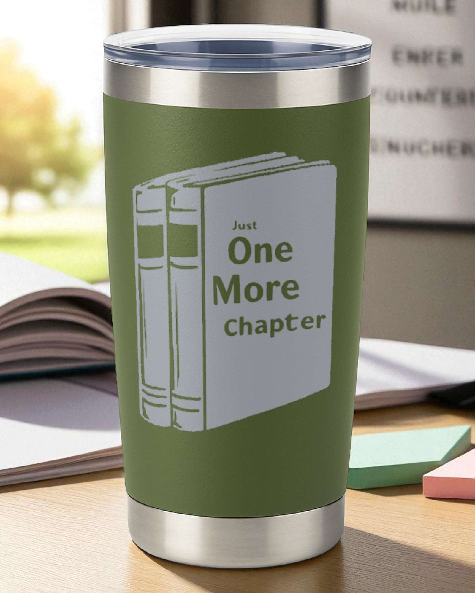 Just One More Chapter – Book Lover Tumbler Ctrl-Alt-Engrave