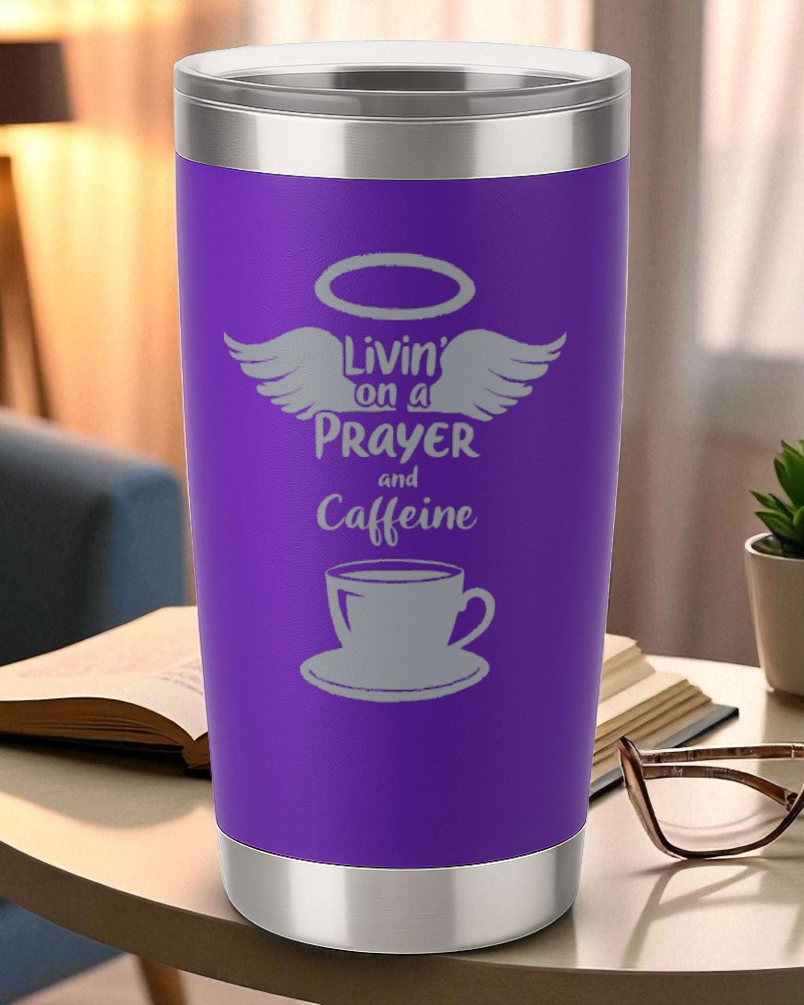 “Livin’ on a Prayer (and Caffeine)” – Faith + Coffee Tumbler Ctrl-Alt-Engrave