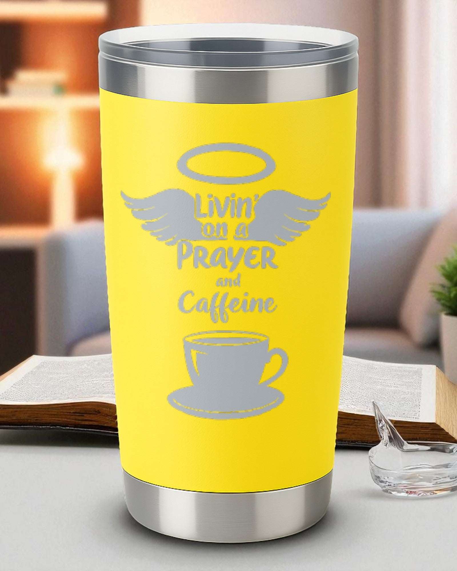 “Livin’ on a Prayer (and Caffeine)” – Faith + Coffee Tumbler Ctrl-Alt-Engrave