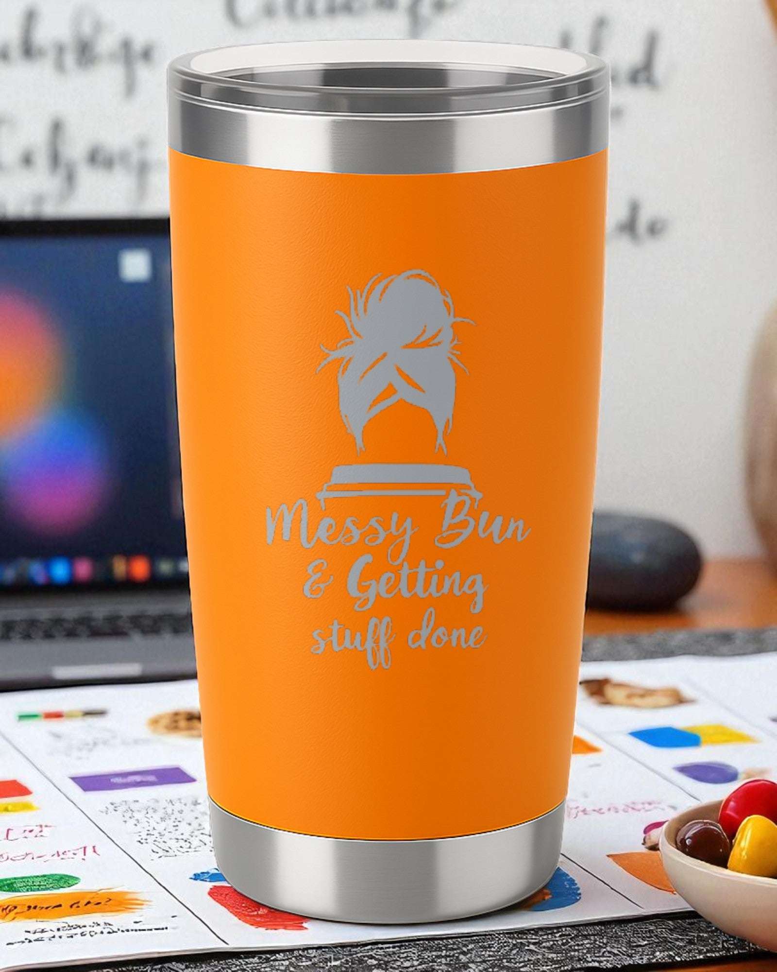 Messy Bun & Getting Stuff Done – Productivity Tumbler Ctrl-Alt-Engrave