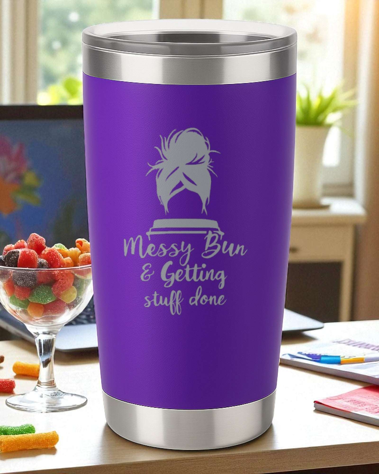 Messy Bun & Getting Stuff Done – Productivity Tumbler Ctrl-Alt-Engrave