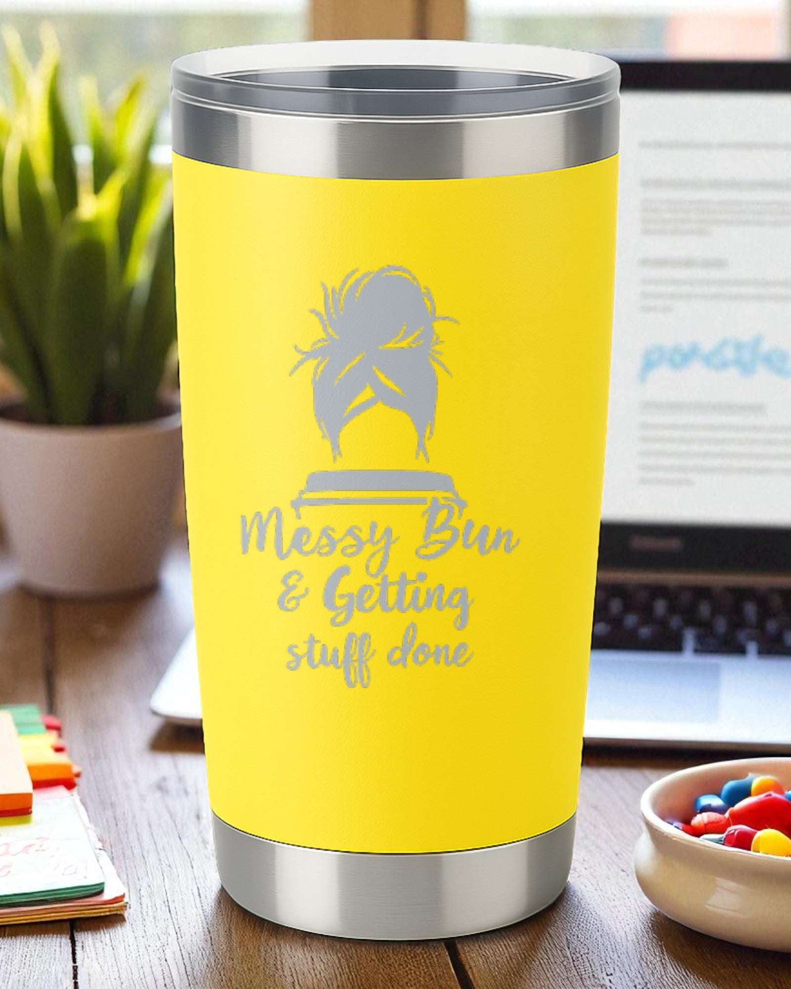 Messy Bun & Getting Stuff Done – Productivity Tumbler Ctrl-Alt-Engrave
