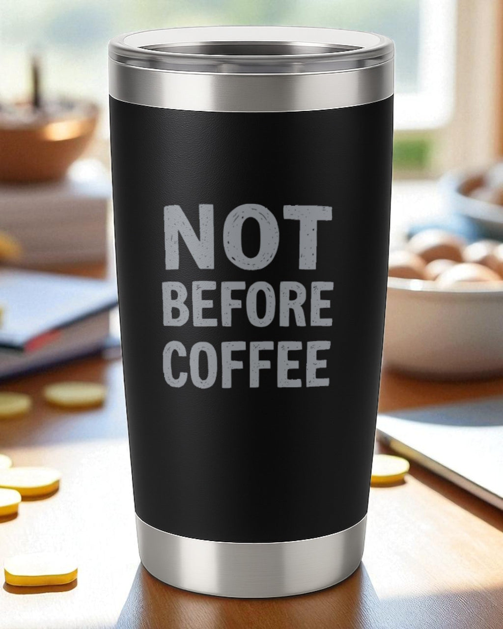 Not Before Coffee – Sarcastic Morning Tumbler Ctrl-Alt-Engrave