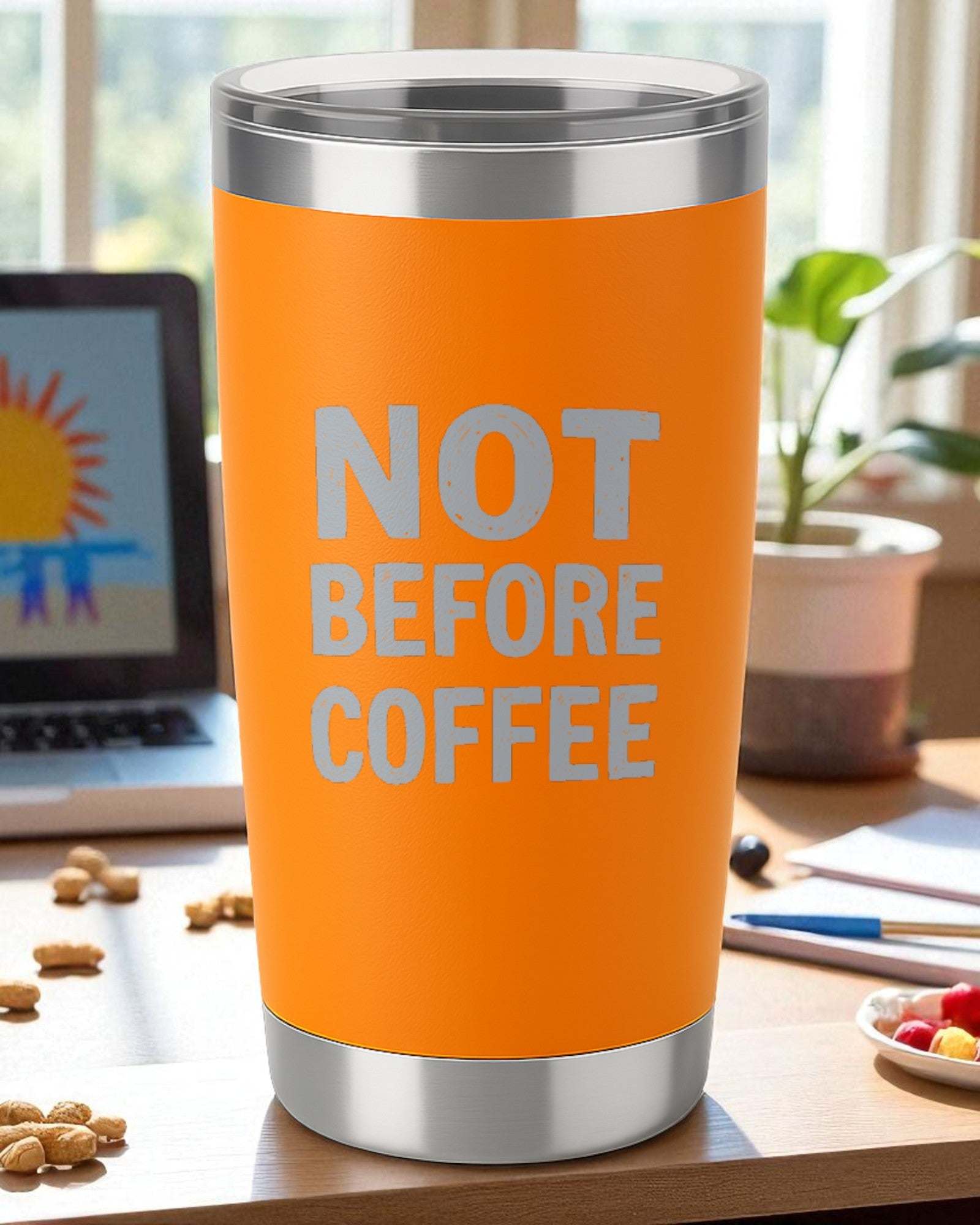Not Before Coffee – Sarcastic Morning Tumbler Ctrl-Alt-Engrave