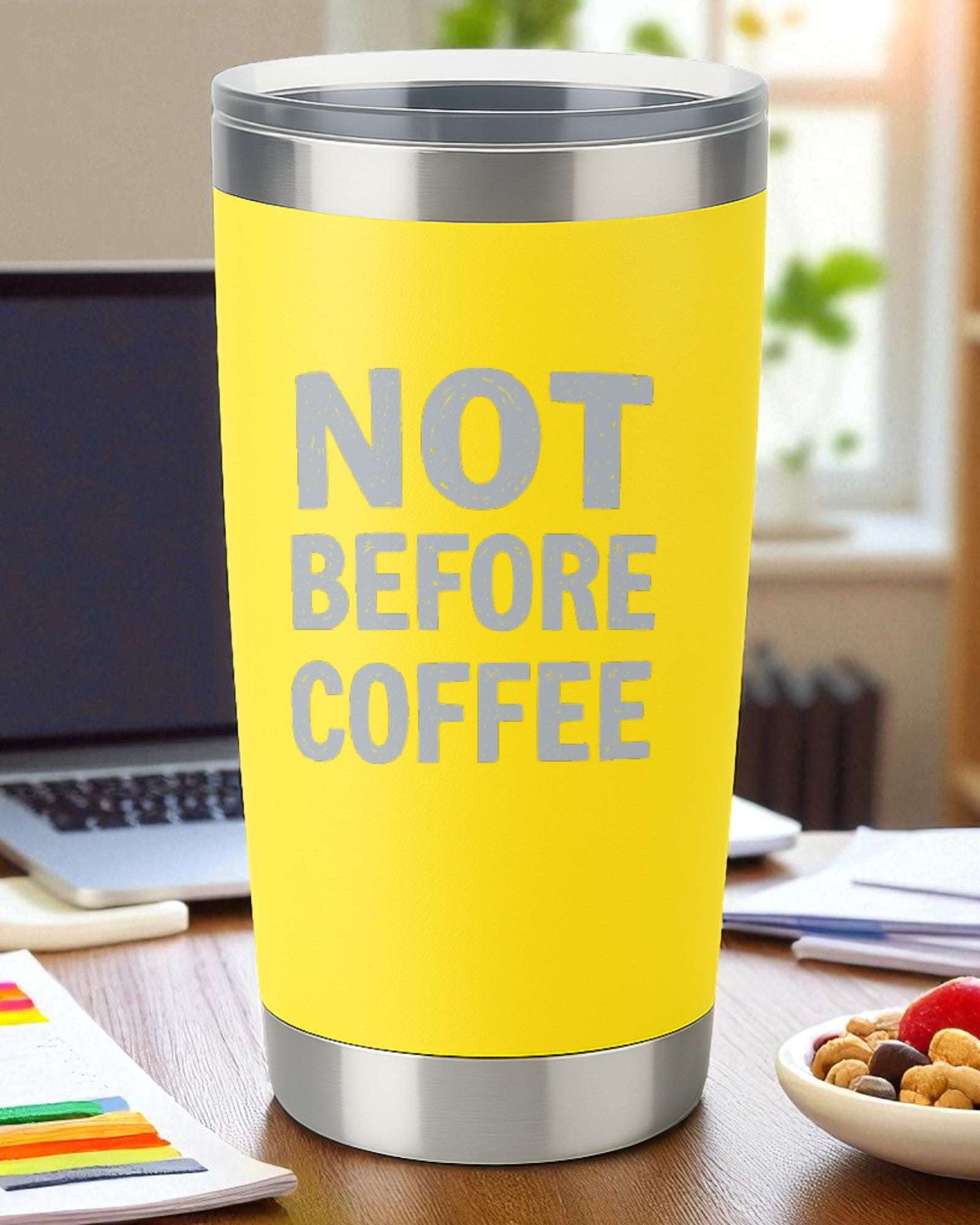 Not Before Coffee – Sarcastic Morning Tumbler Ctrl-Alt-Engrave