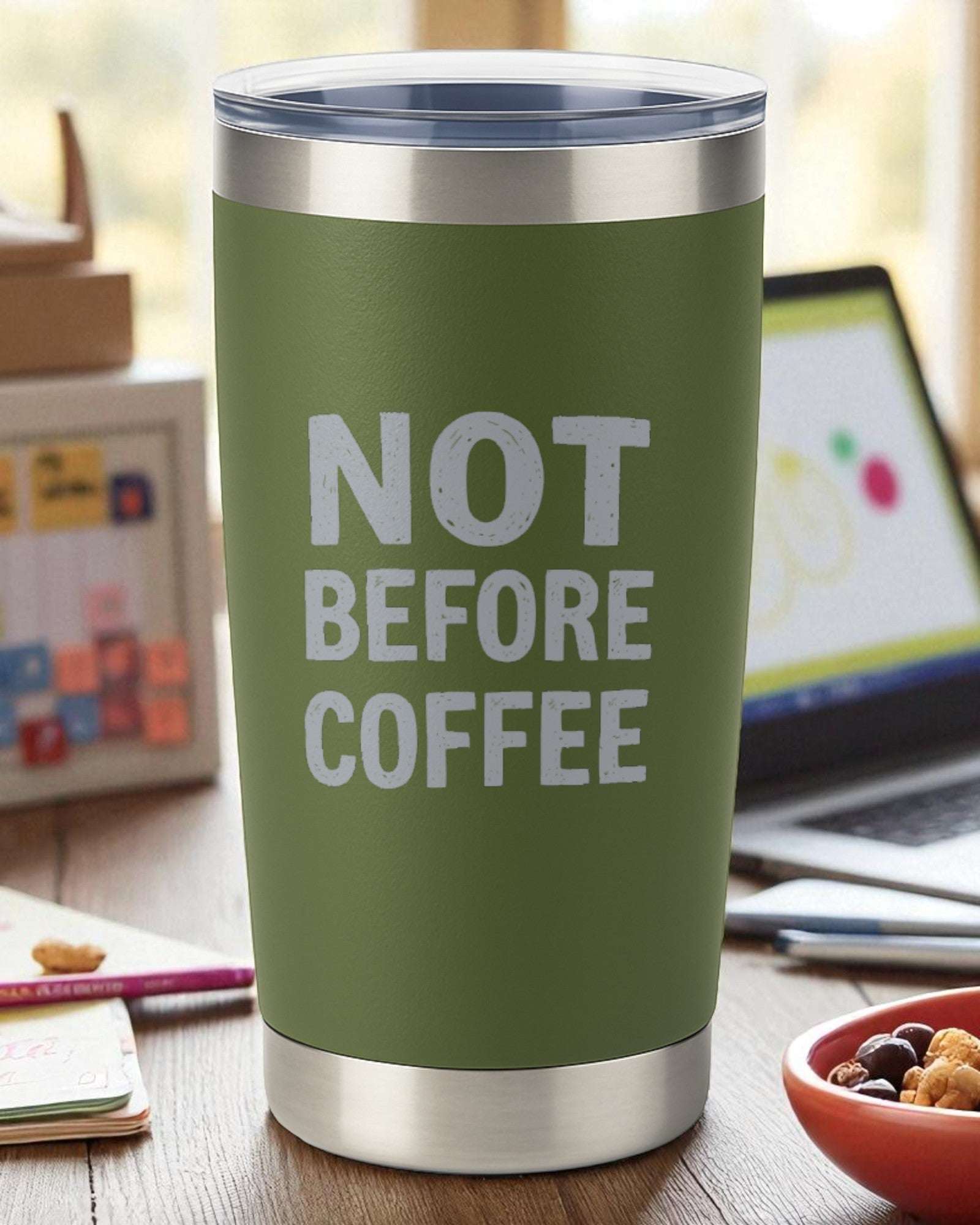 Not Before Coffee – Sarcastic Morning Tumbler Ctrl-Alt-Engrave