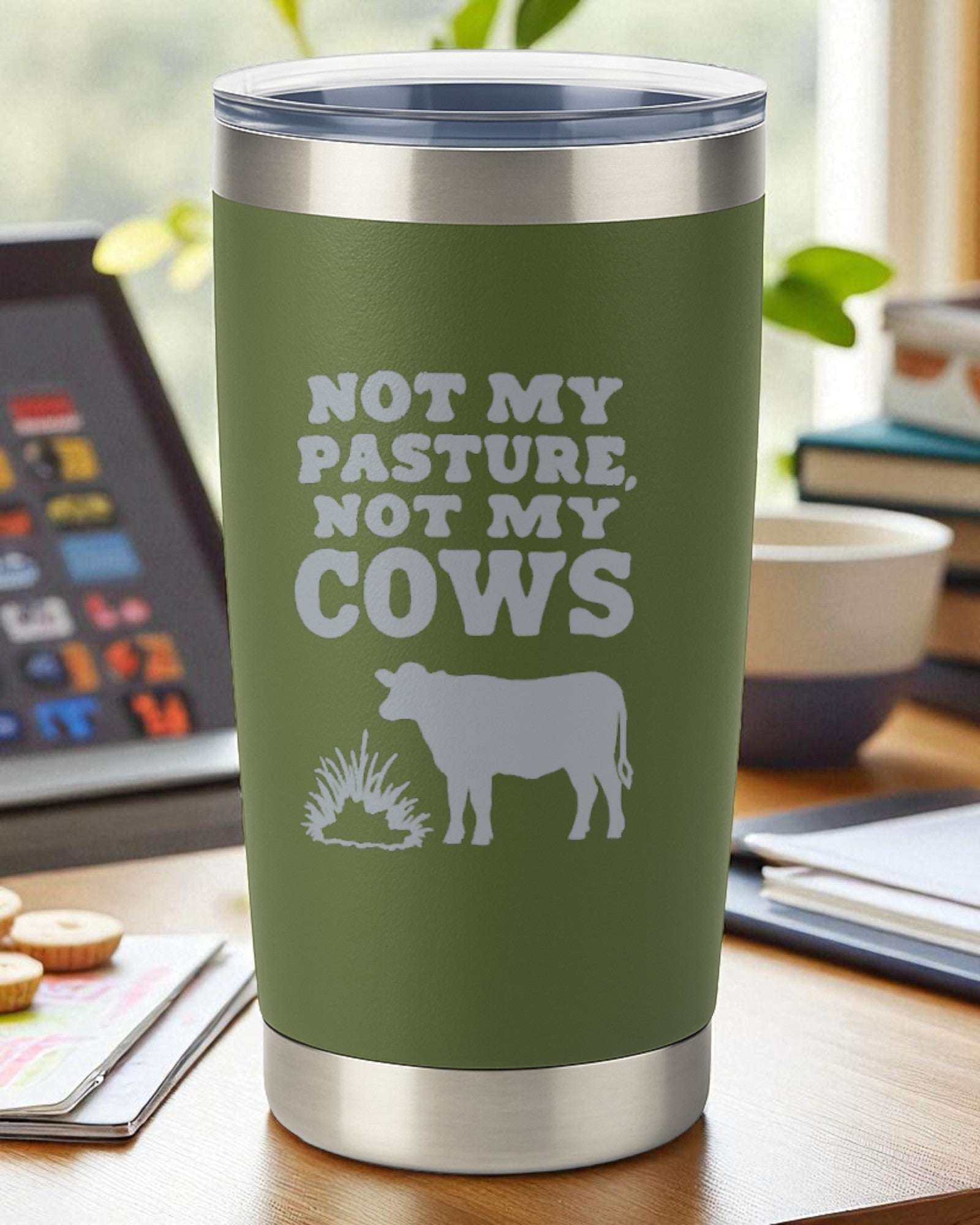 “Not My Pasture, Not My Cows” – Country Sass Tumbler Ctrl-Alt-Engrave