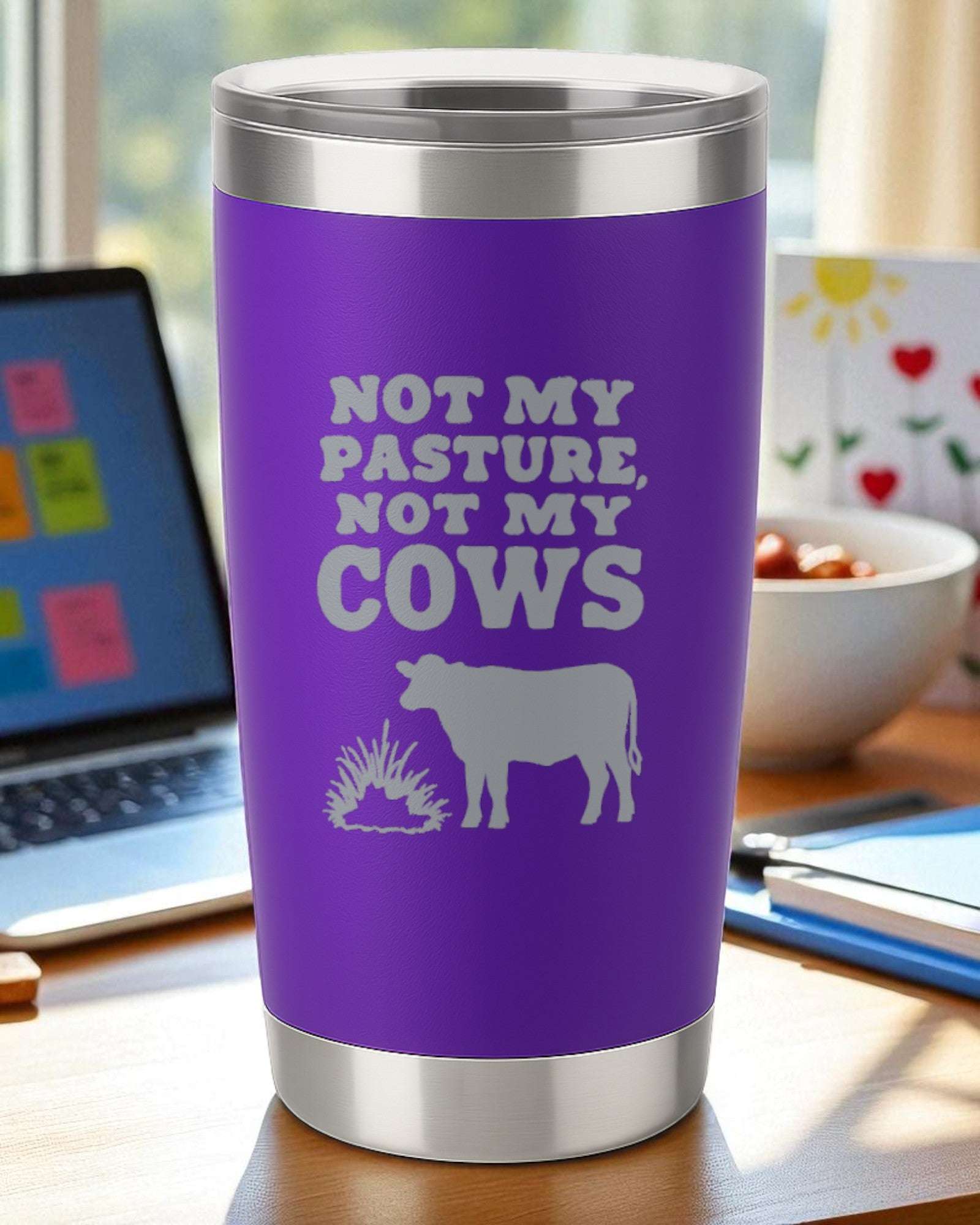 “Not My Pasture, Not My Cows” – Country Sass Tumbler Ctrl-Alt-Engrave